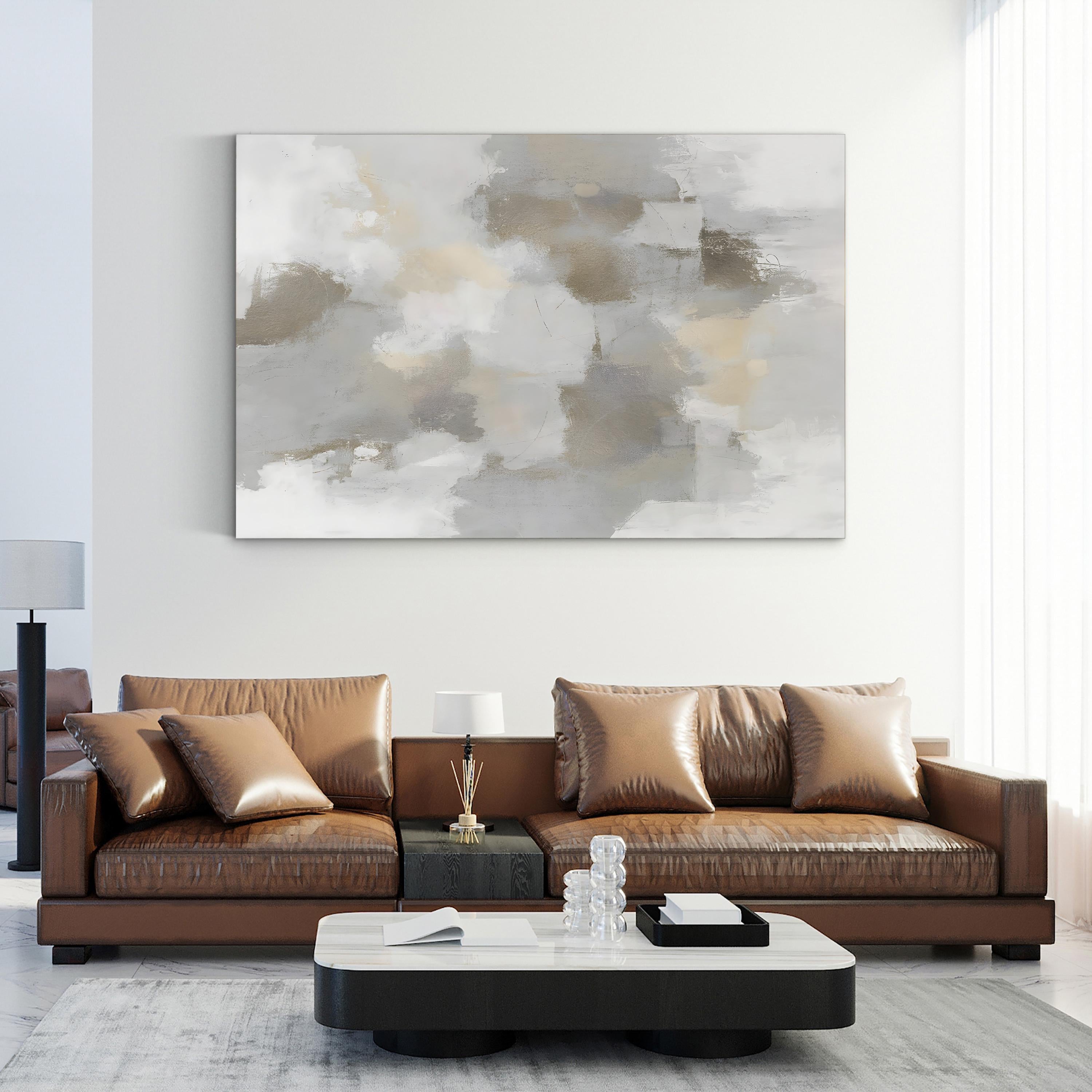 Abstract Grey Tan and White Wall Art by David Moore