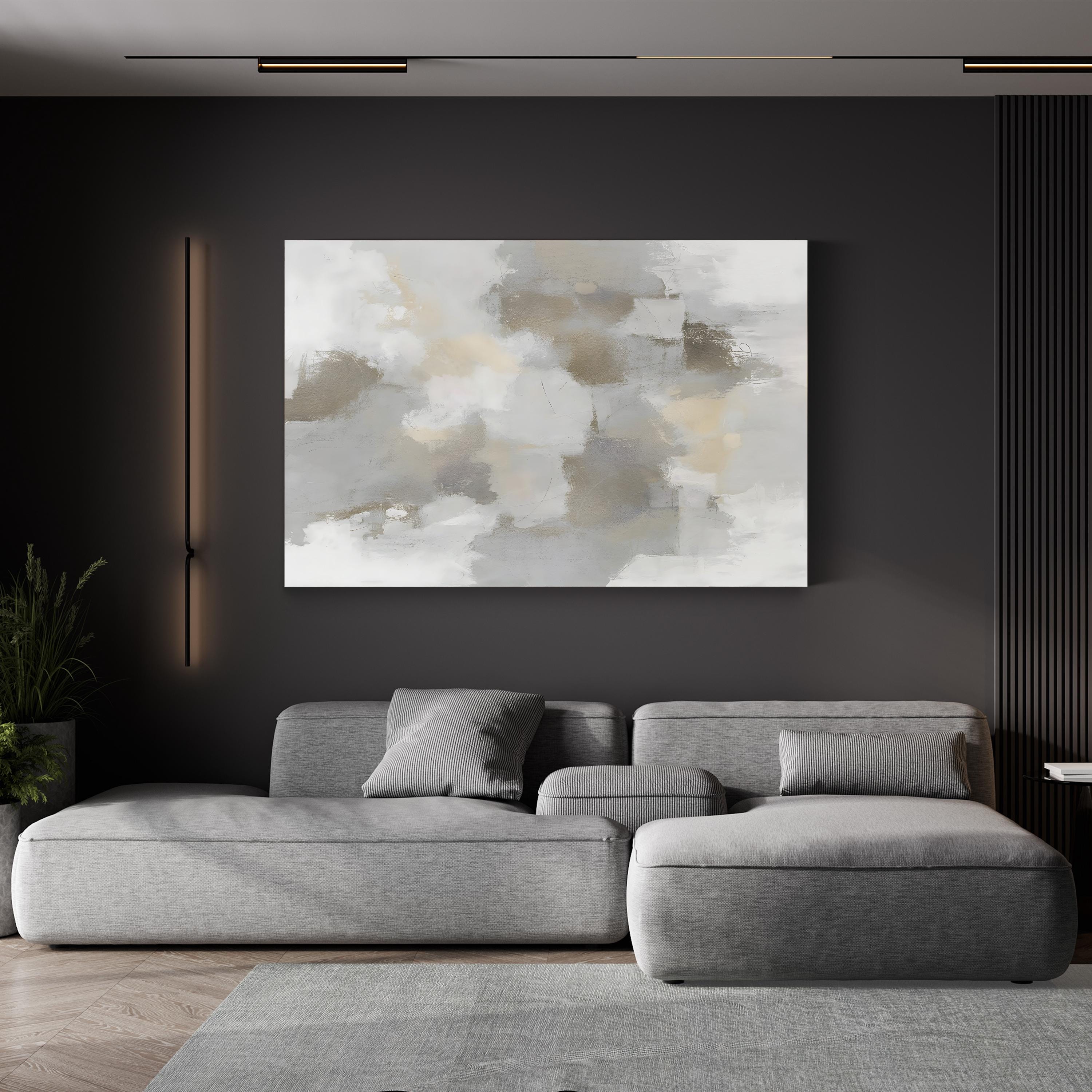 Abstract Grey Tan and White Wall Art by David Moore