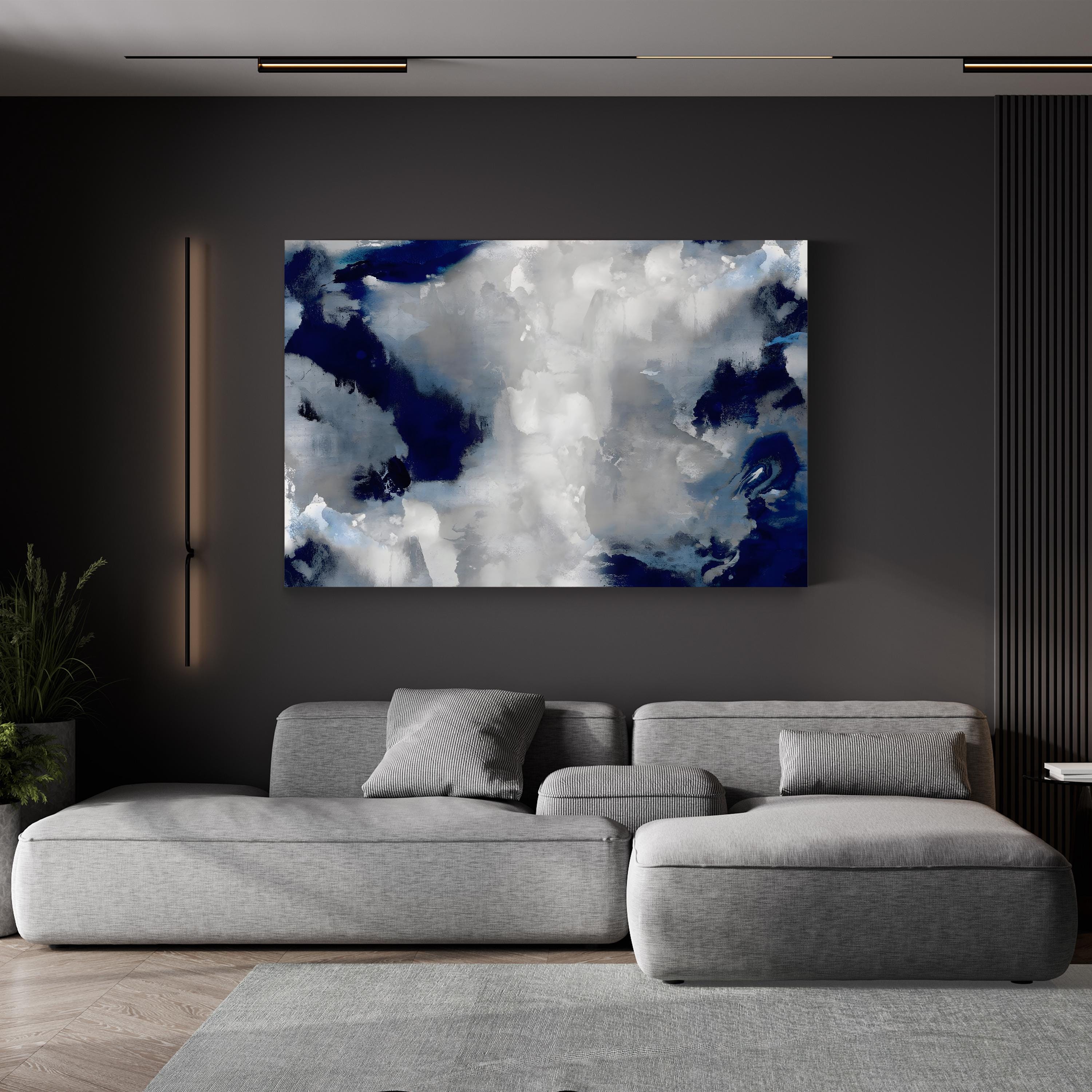 Abstract Stains Indigo II Abstract Canvas Wall Art by David Moore