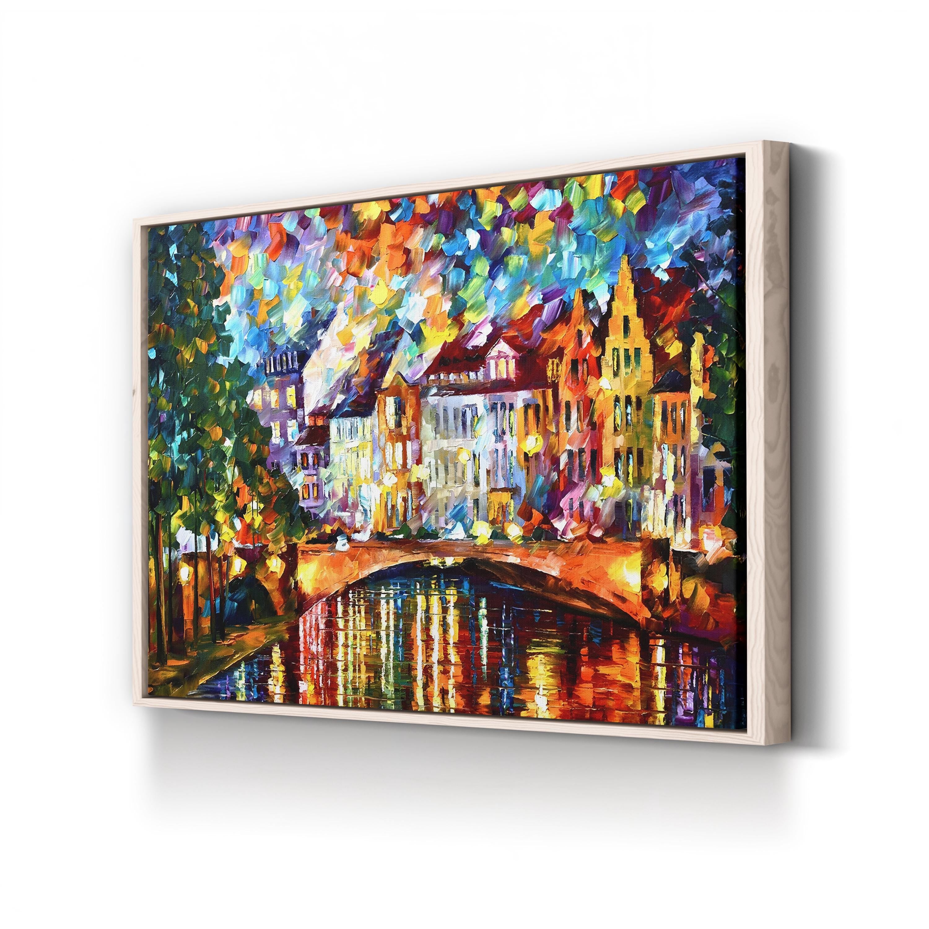 Amsterdam Wall Art by Leonid Afremov – Contemporary Impressionist Cityscape Canvas