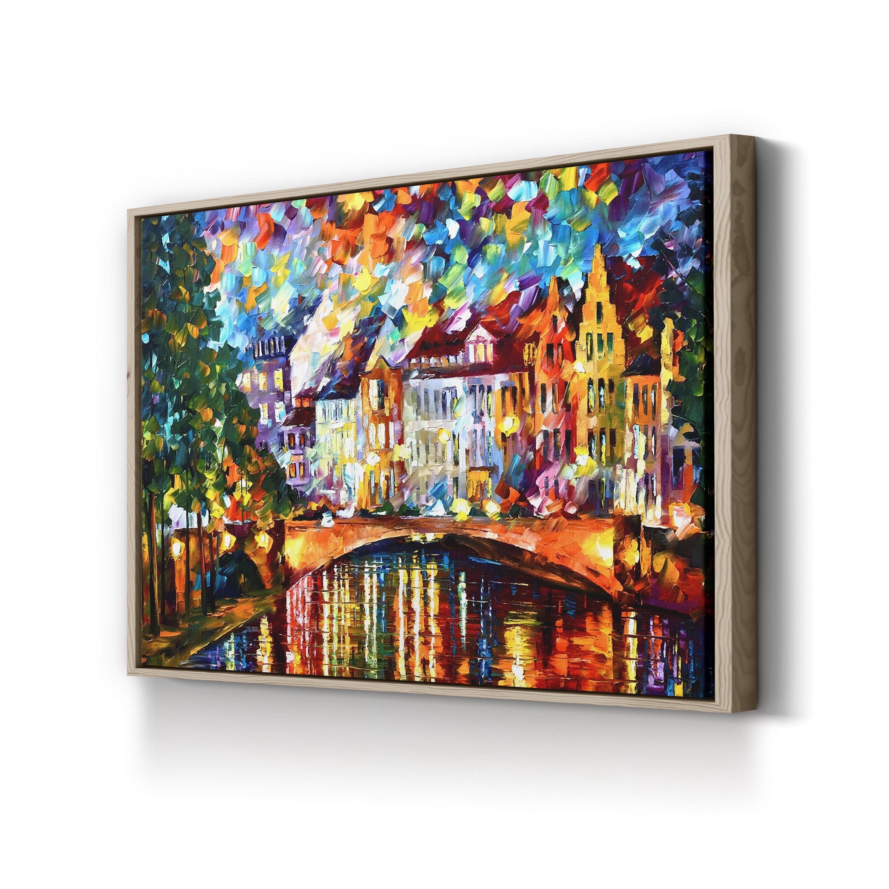 Amsterdam Wall Art by Leonid Afremov – Contemporary Impressionist Cityscape Canvas