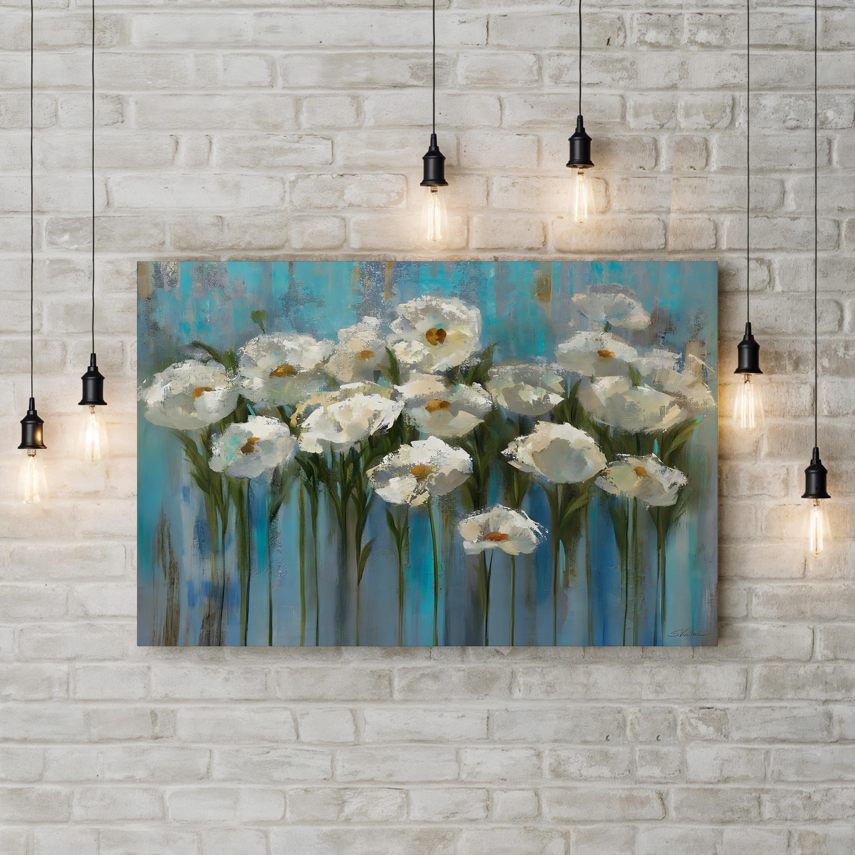 Anemones by the Lake Wall Art by Silvia Vassileva – Contemporary Floral Landscape Canvas