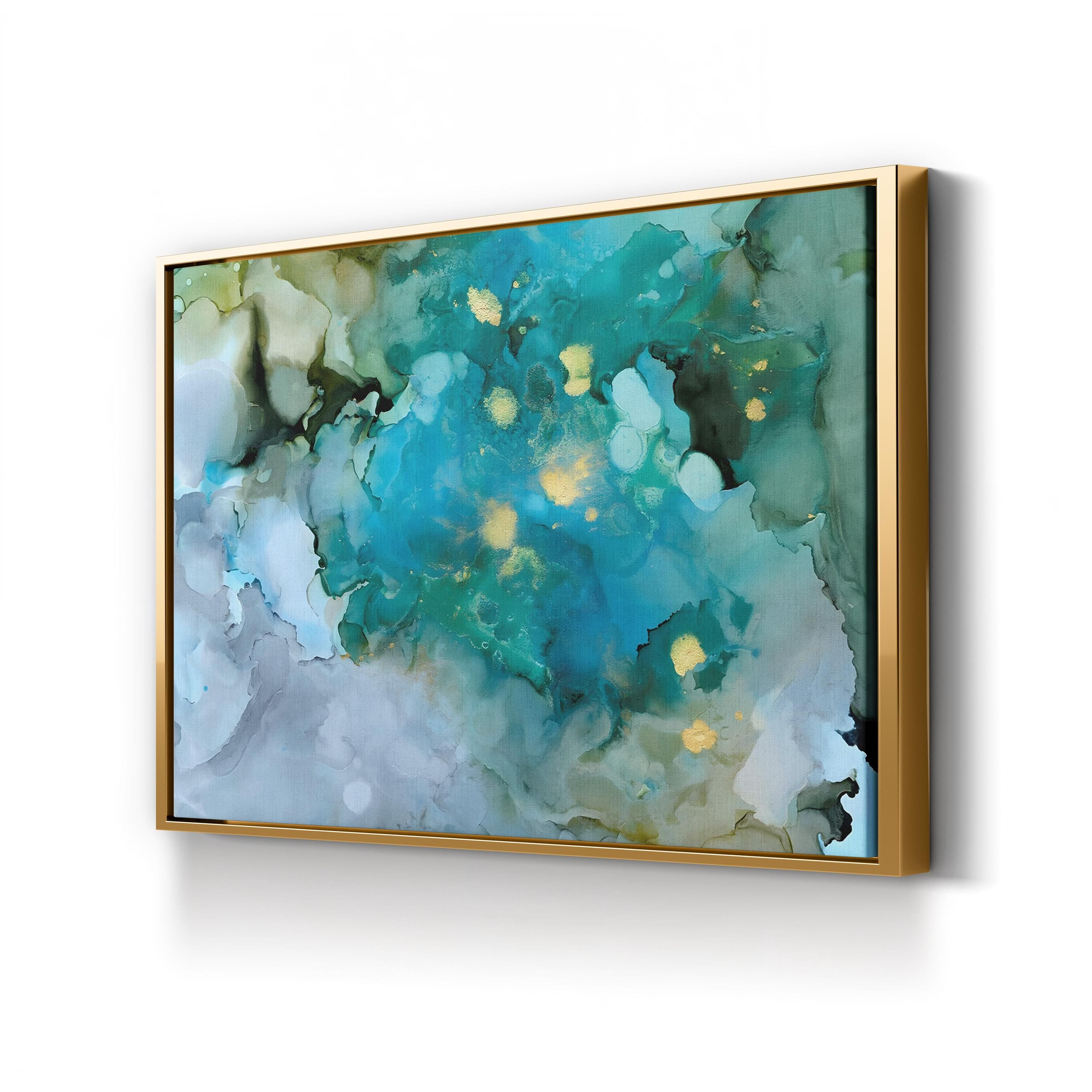 Aqua Brume I Wall Art by Victoria Borges – Contemporary Abstract Blue Green Canvas