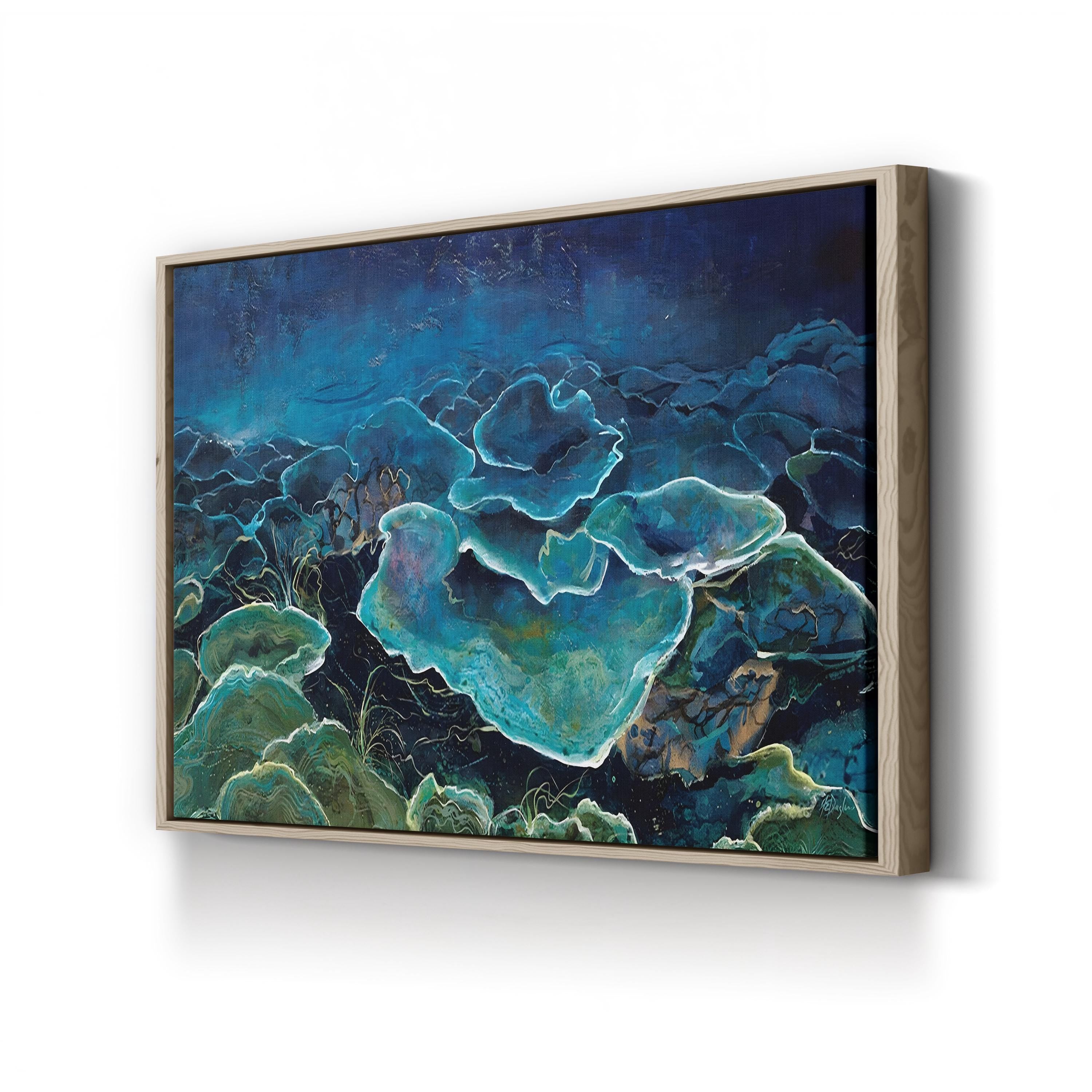 Aqua Glow Wall Art by Farrell Douglass – Contemporary Blue Green Abstract Canvas