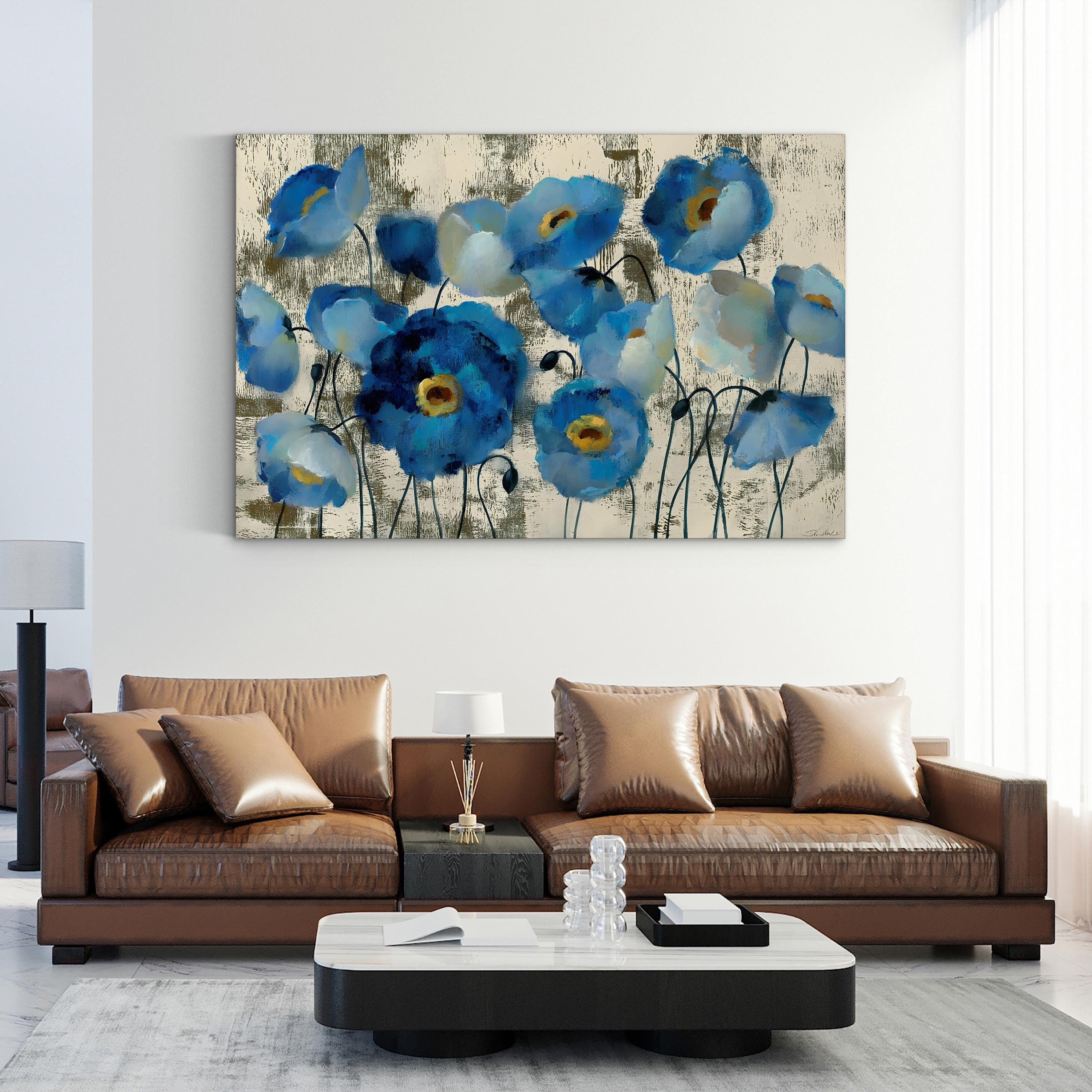 Aquamarine Floral Wall Art by Silvia Vassileva – Contemporary Floral Abstract Canvas