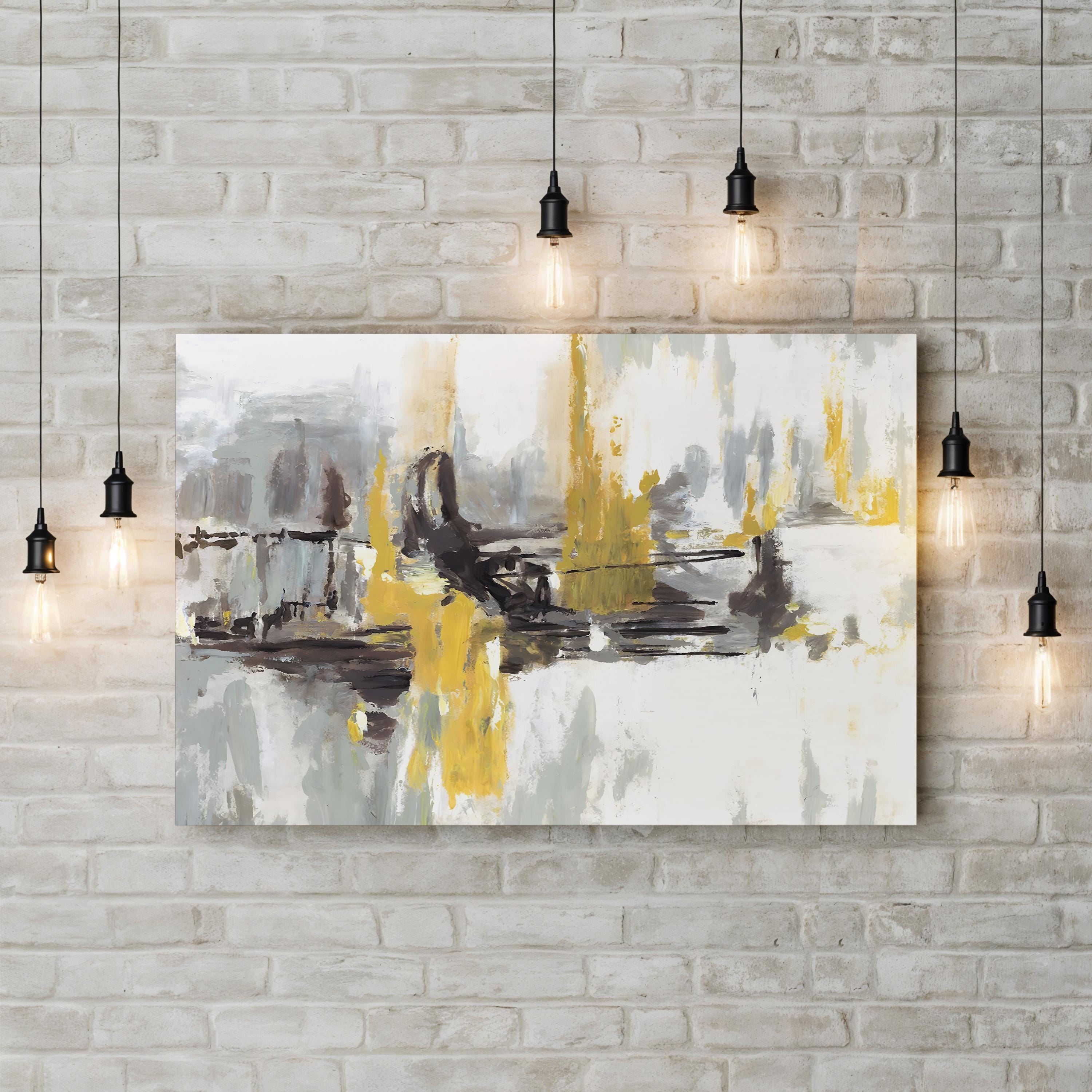 At the End of the Day – Circle Art Group Wall Art | Abstract Black, White & Yellow Canvas Print