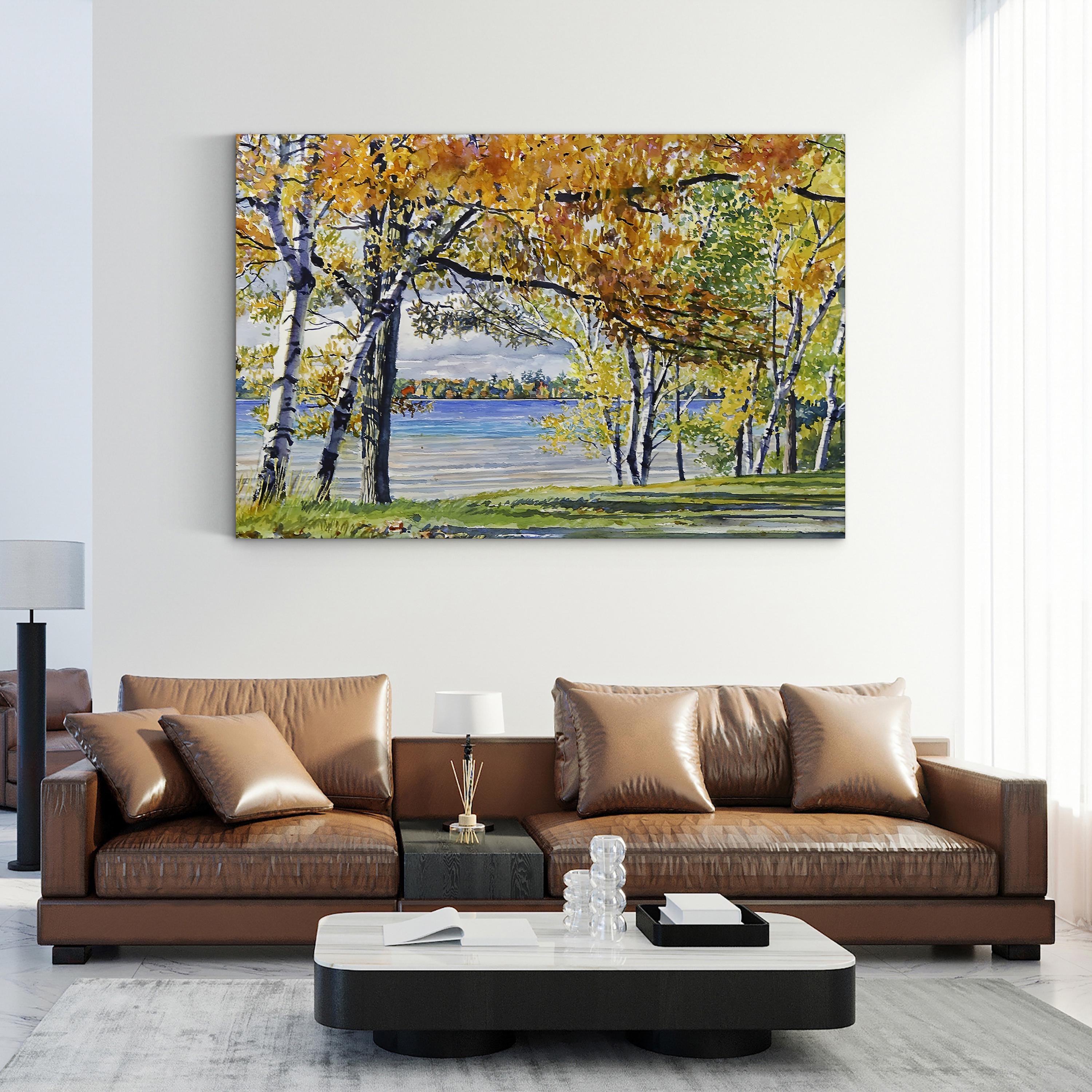 Autumn Birch Trees Wall Art by Stan Myers – Framed Fall Landscape Canvas