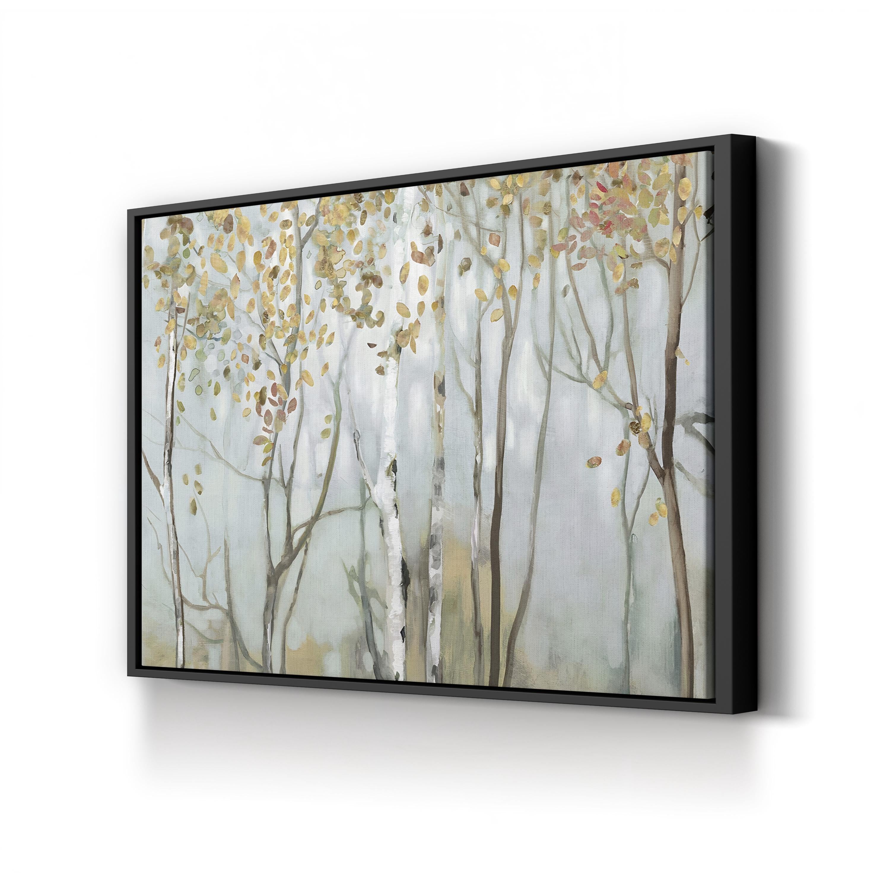 Birch in the Fog II – Allison Pearce Wall Art | Contemporary Misty Forest Canvas Print