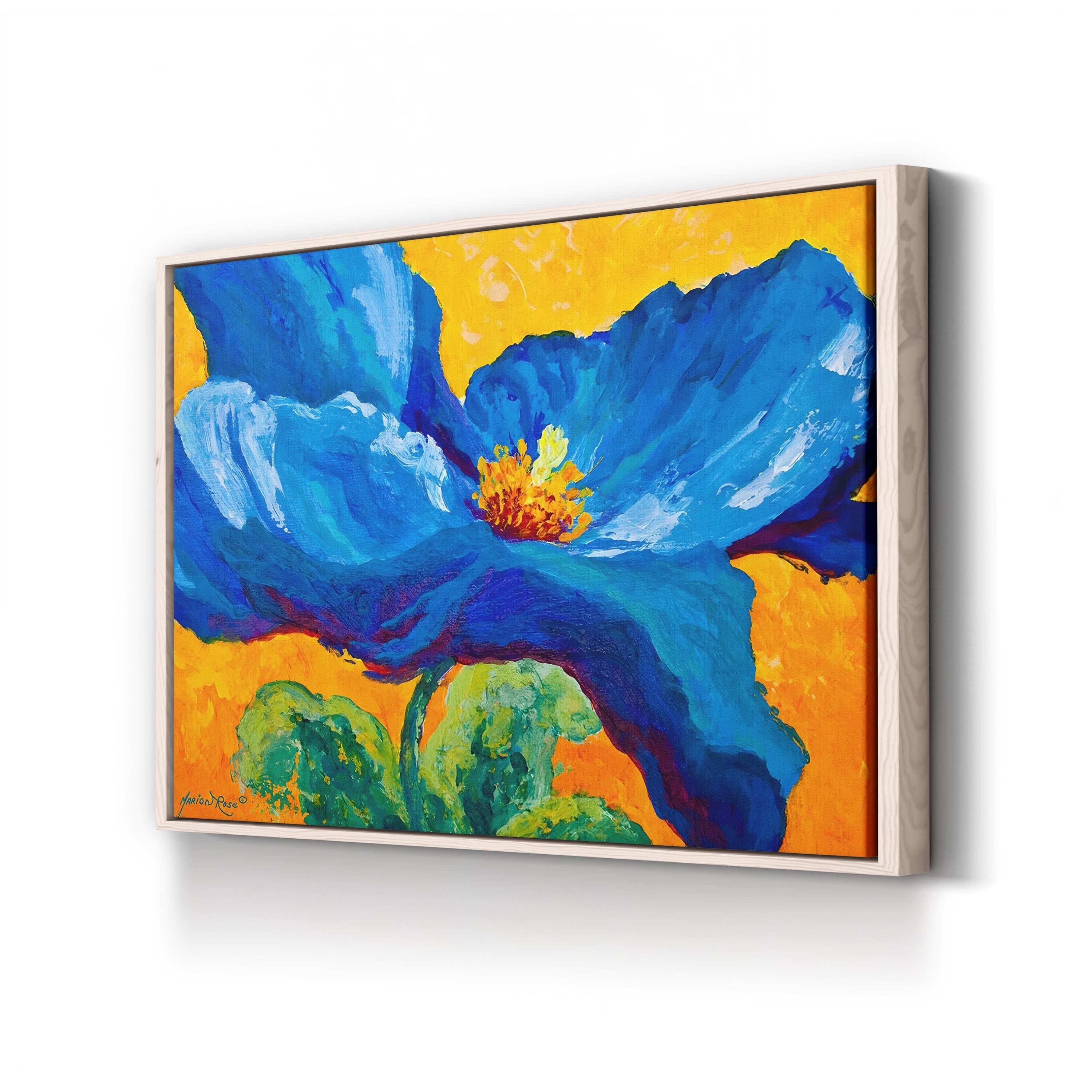 Blue Poppy Wall Art by Marion Rose | Contemporary Abstract Floral Canvas Print