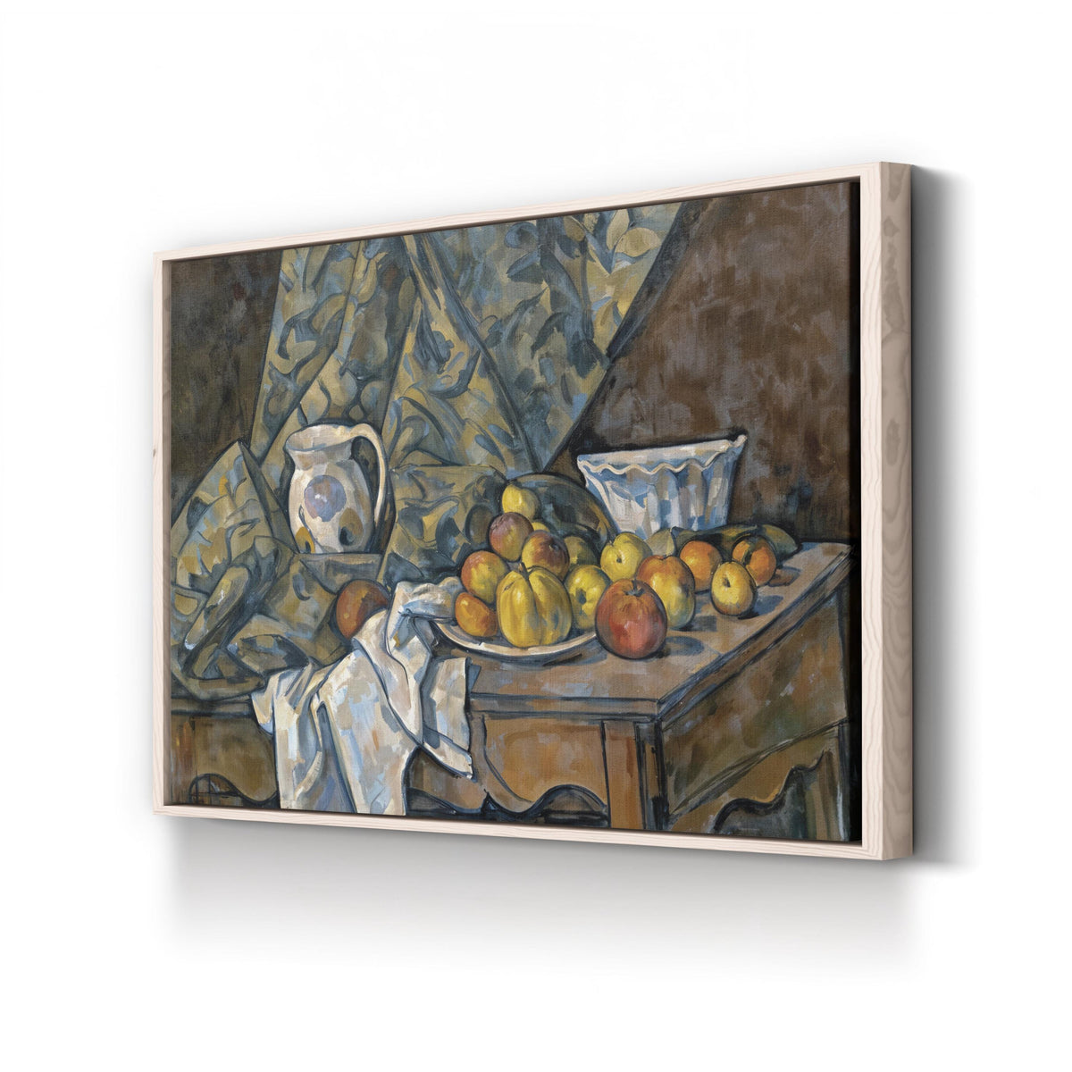 Still Life with Apples and Peaches by Paul Cézanne canvas print in natural wood frame