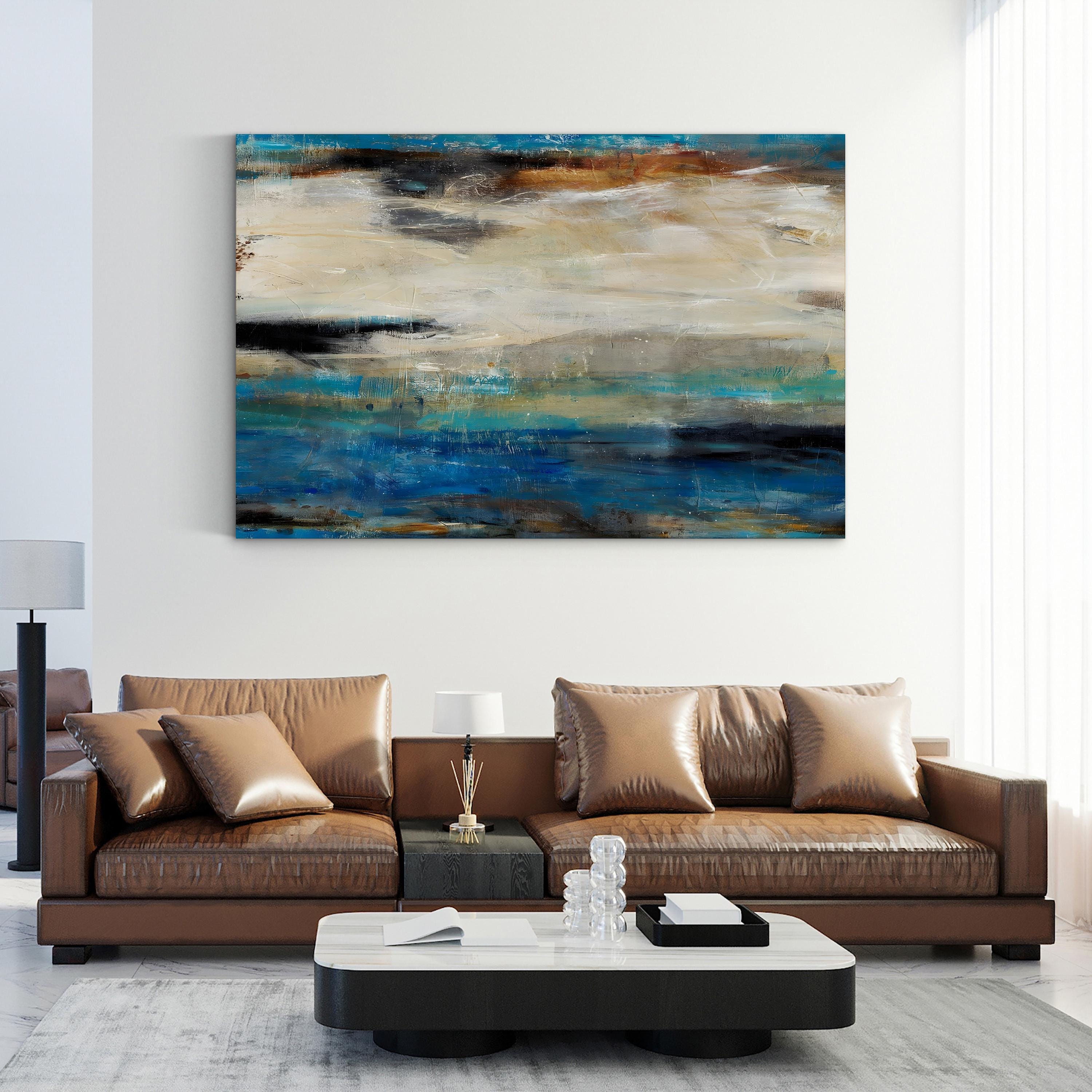 Blue Horizon Atmospheric Abstract – Period Illustration Wall Art | Contemporary Canvas Print