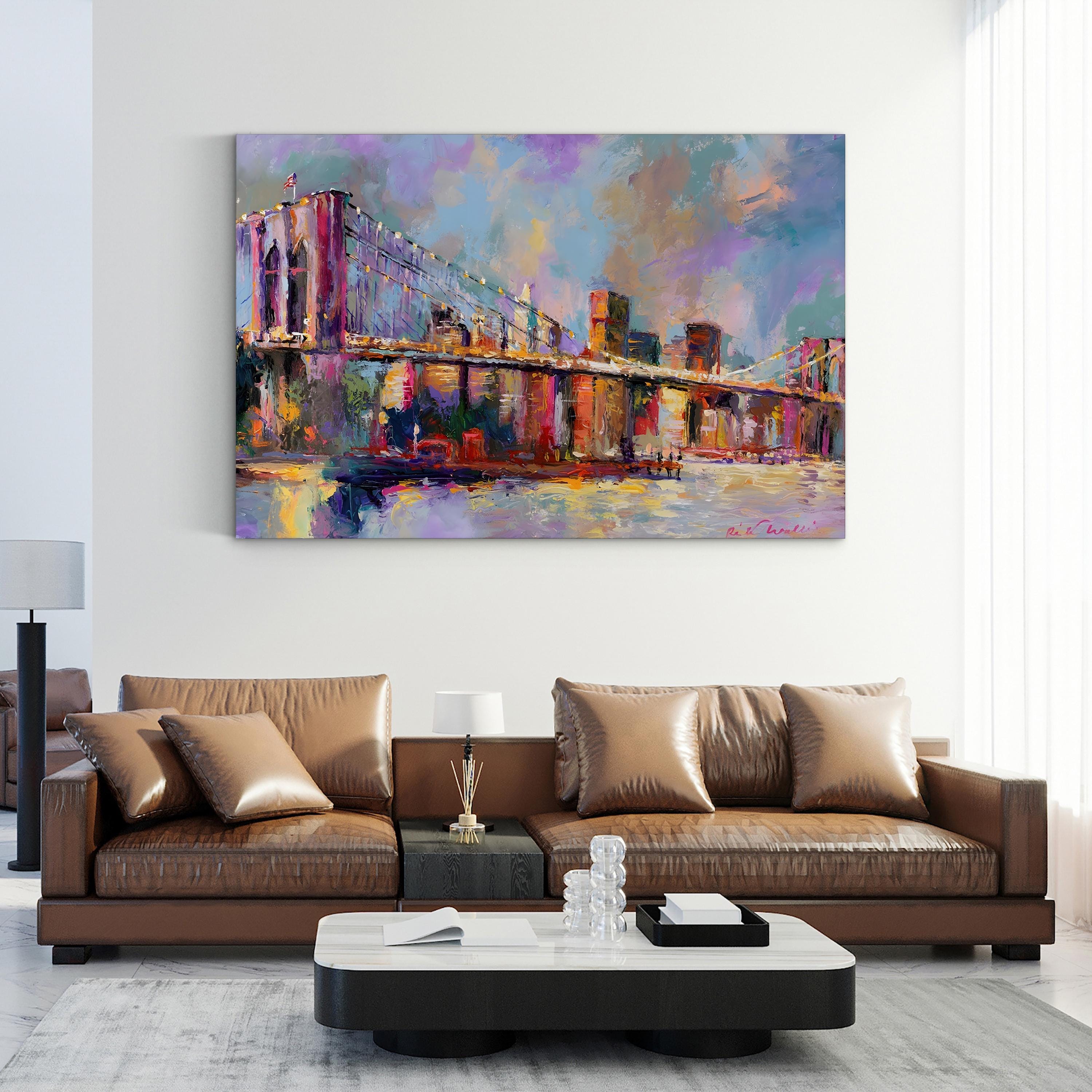 Brooklyn Bridge Wall Art by Richard Wallich – Contemporary Abstract New York Cityscape Canvas