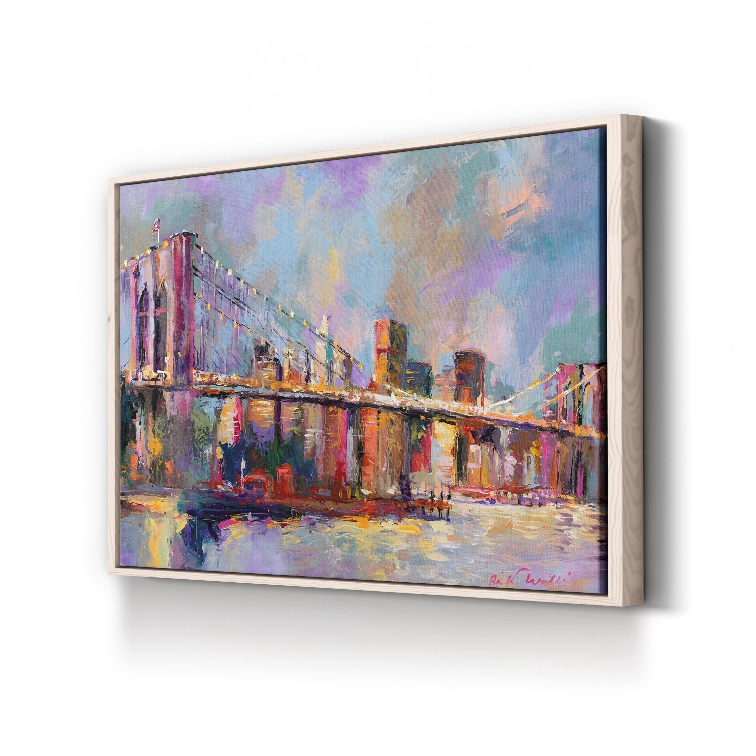 Brooklyn Bridge Wall Art by Richard Wallich – Contemporary Abstract New York Cityscape Canvas