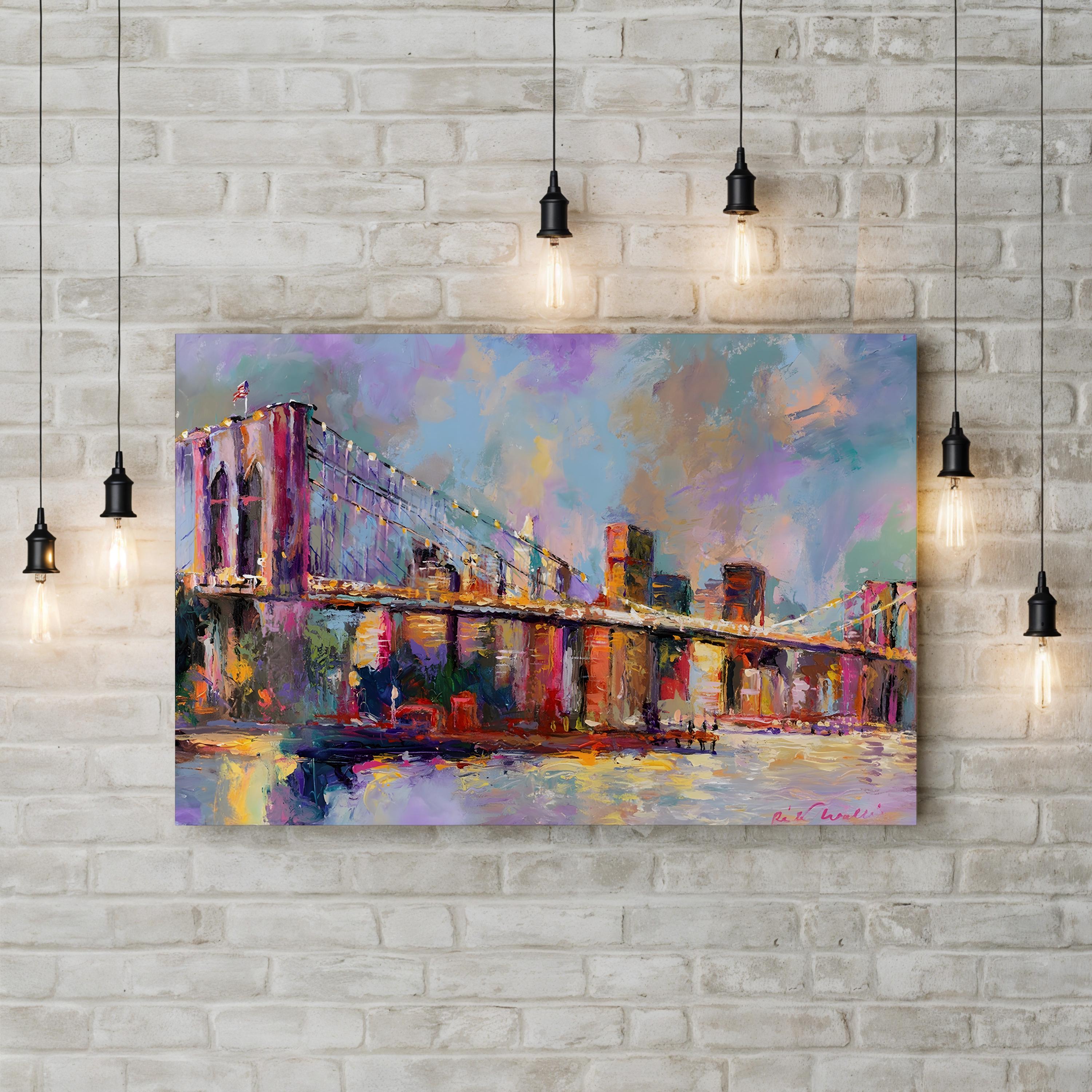 Brooklyn Bridge Wall Art by Richard Wallich – Contemporary Abstract New York Cityscape Canvas
