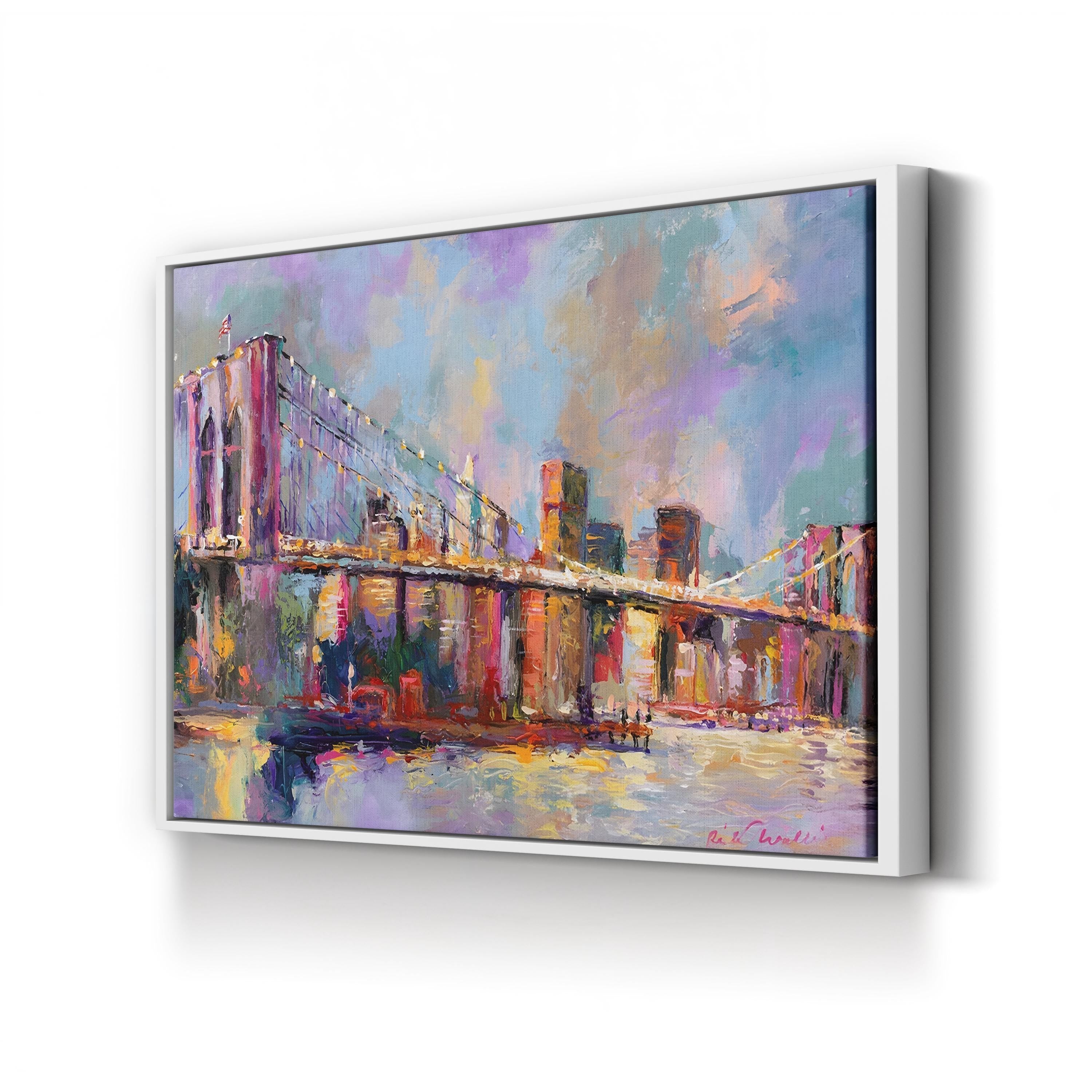 Brooklyn Bridge Wall Art by Richard Wallich – Contemporary Abstract New York Cityscape Canvas