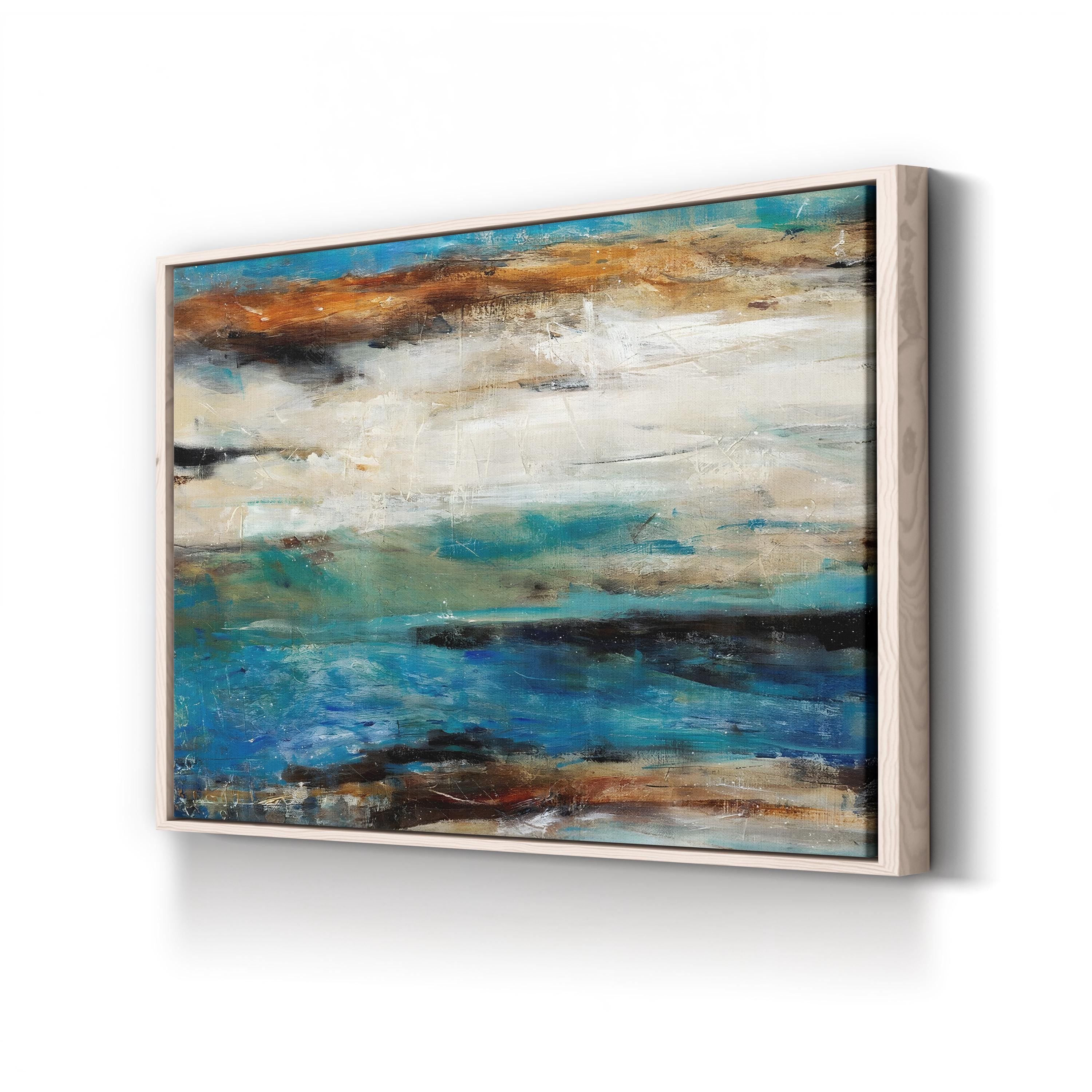Blue Horizon Handpainted Abstract – Period Illustration Wall Art | Nature-Inspired Canvas Print