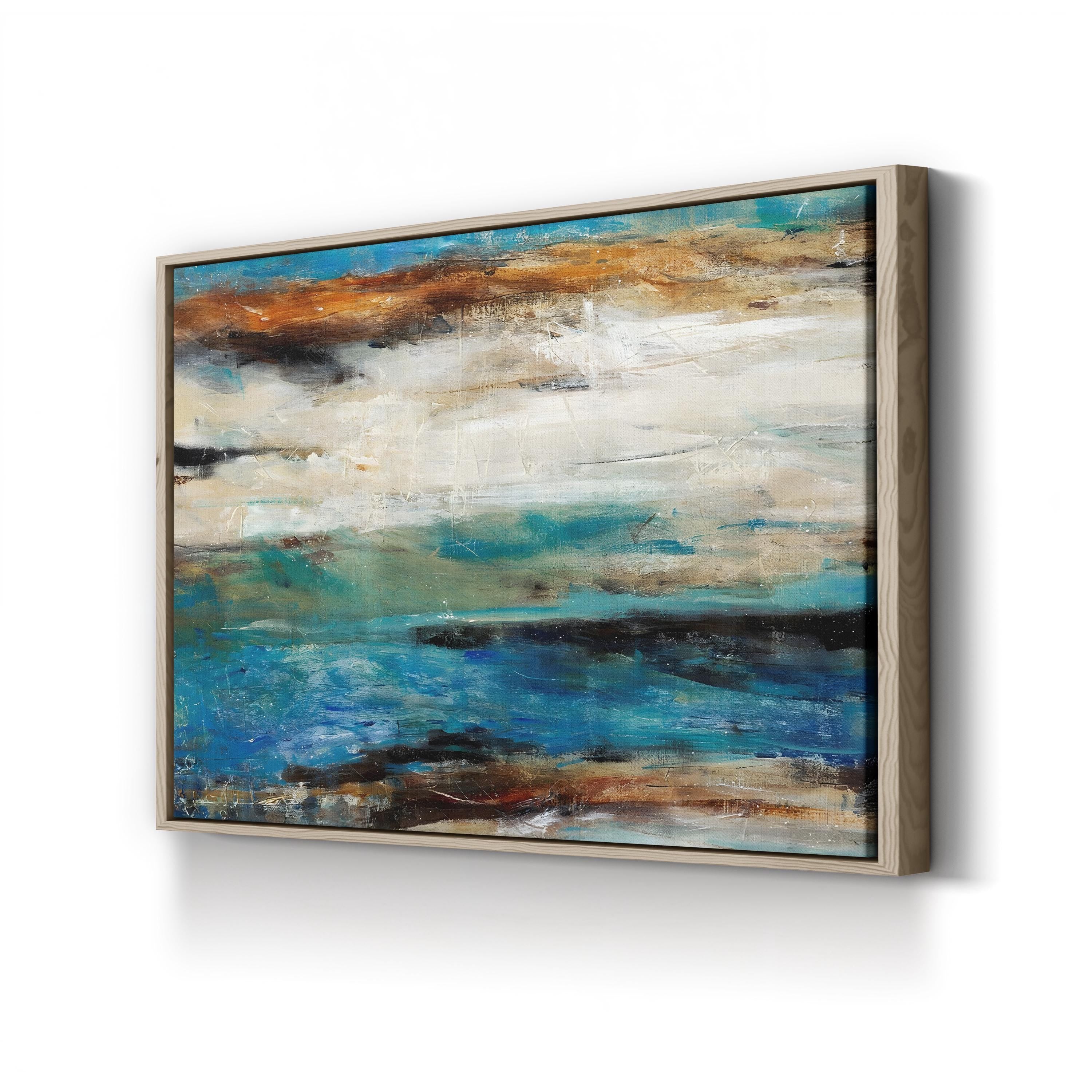 Blue Horizon Handpainted Abstract – Period Illustration Wall Art | Nature-Inspired Canvas Print