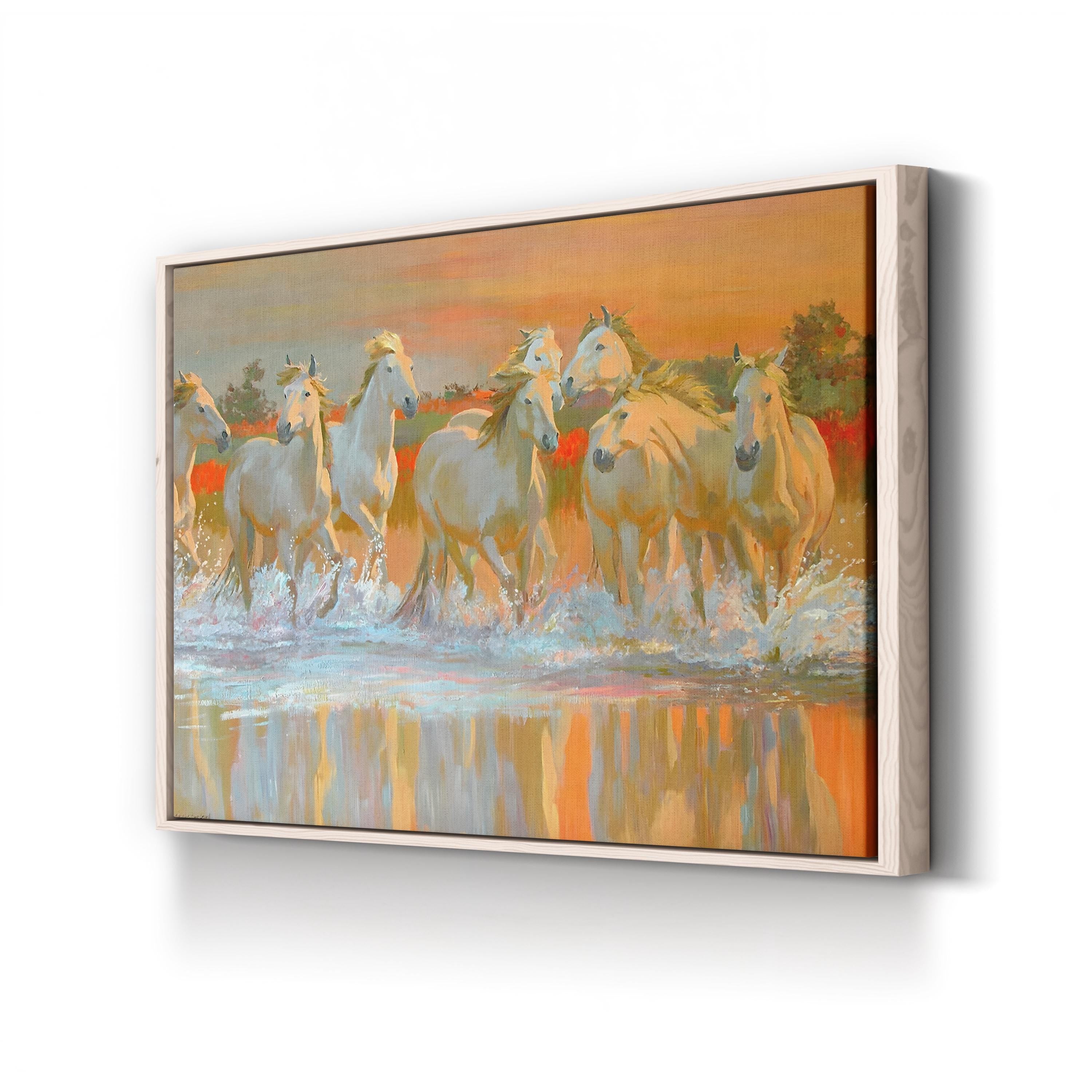 Galloping Horse Herd in Motion – Period Illustration Wall Art | Rustic Western Canvas Print