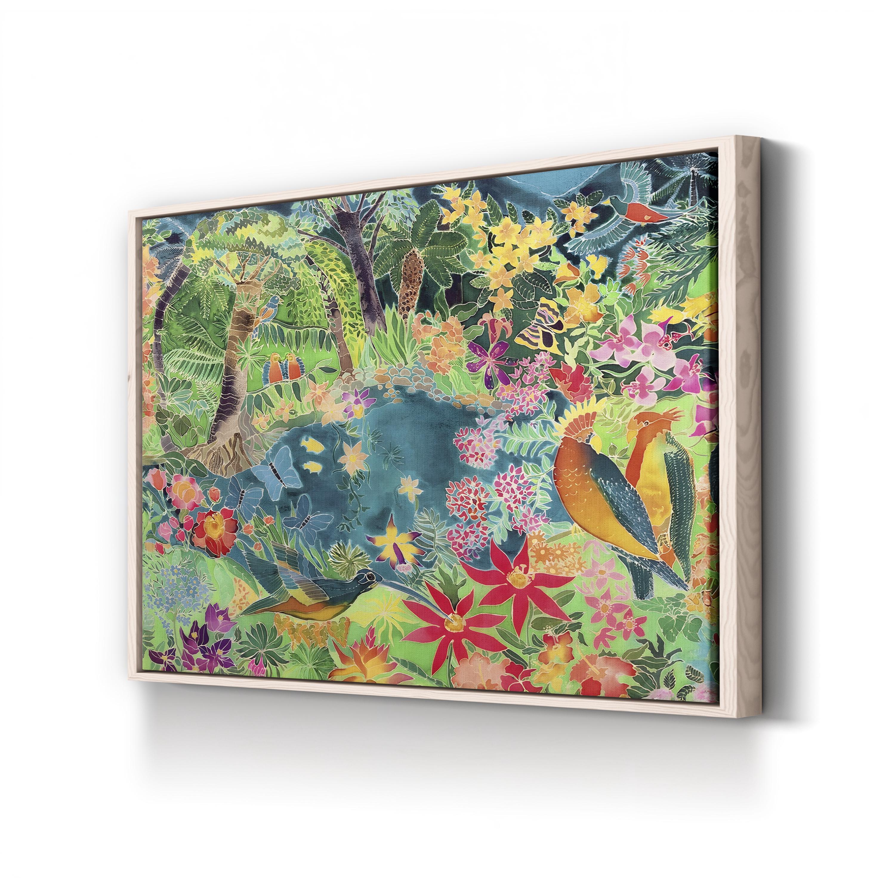 Tropical Jungle Birds & Flowers Canvas Art: Vibrant Wildlife Wall Decor