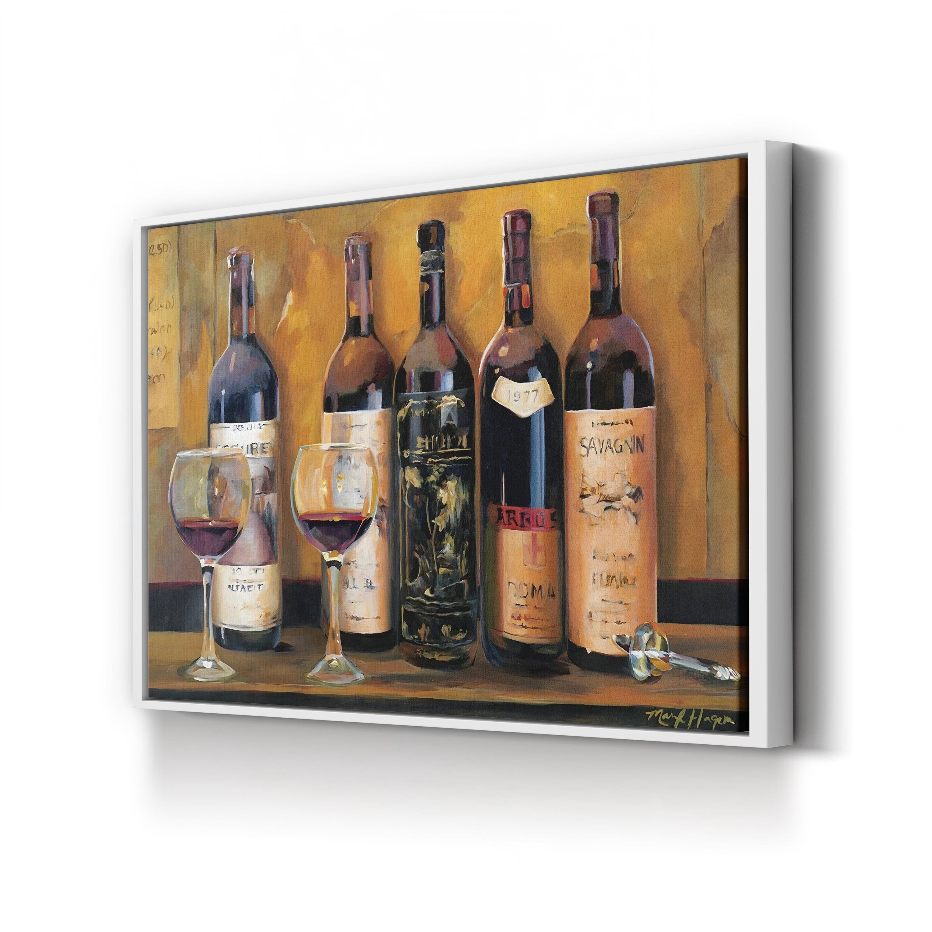 Cellar Reds Wine Bottles – Period Illustration Wall Art | Rustic Kitchen Canvas Print