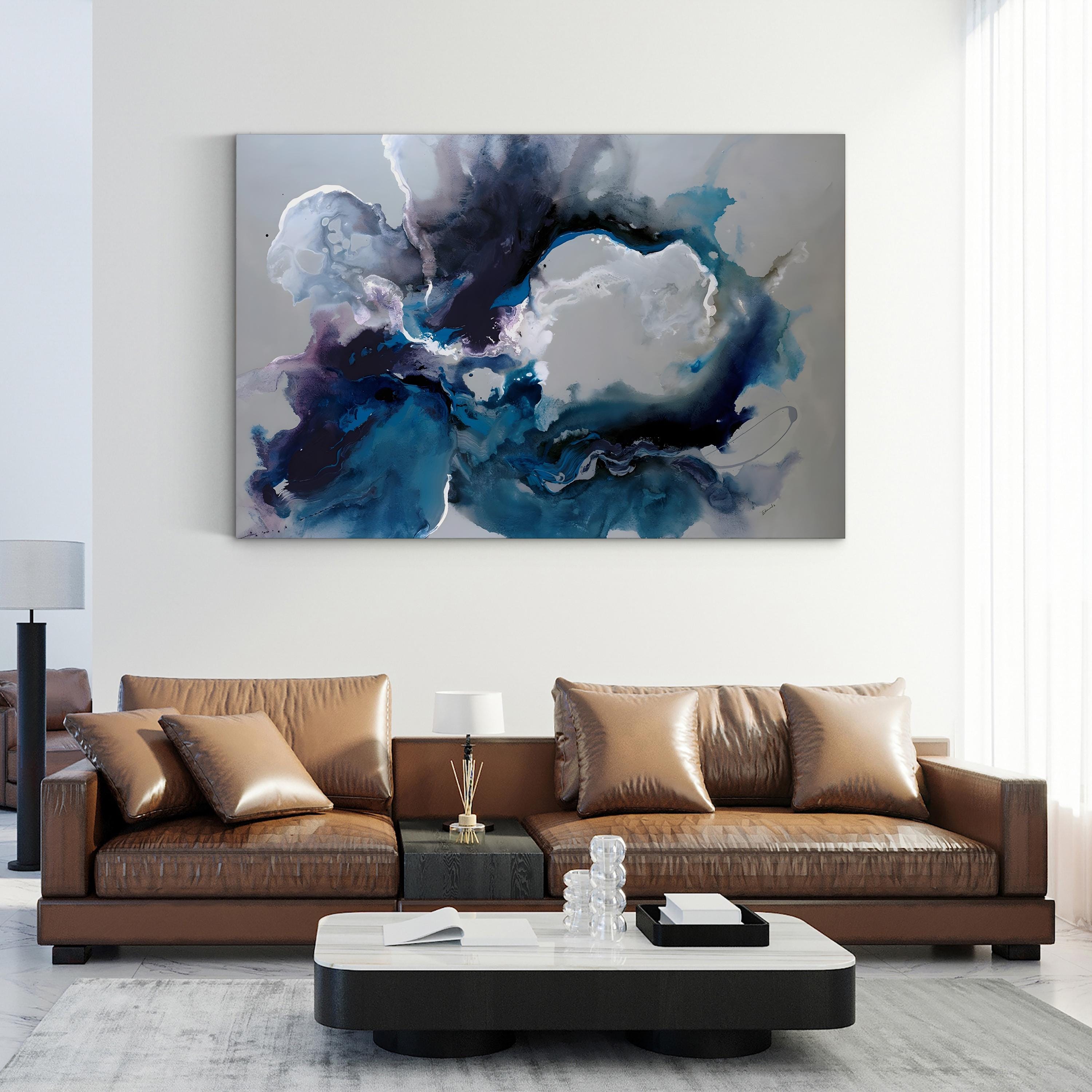 Cerulean Waters Wall Art by Sydney Edmunds | Contemporary Coastal Abstract Canvas