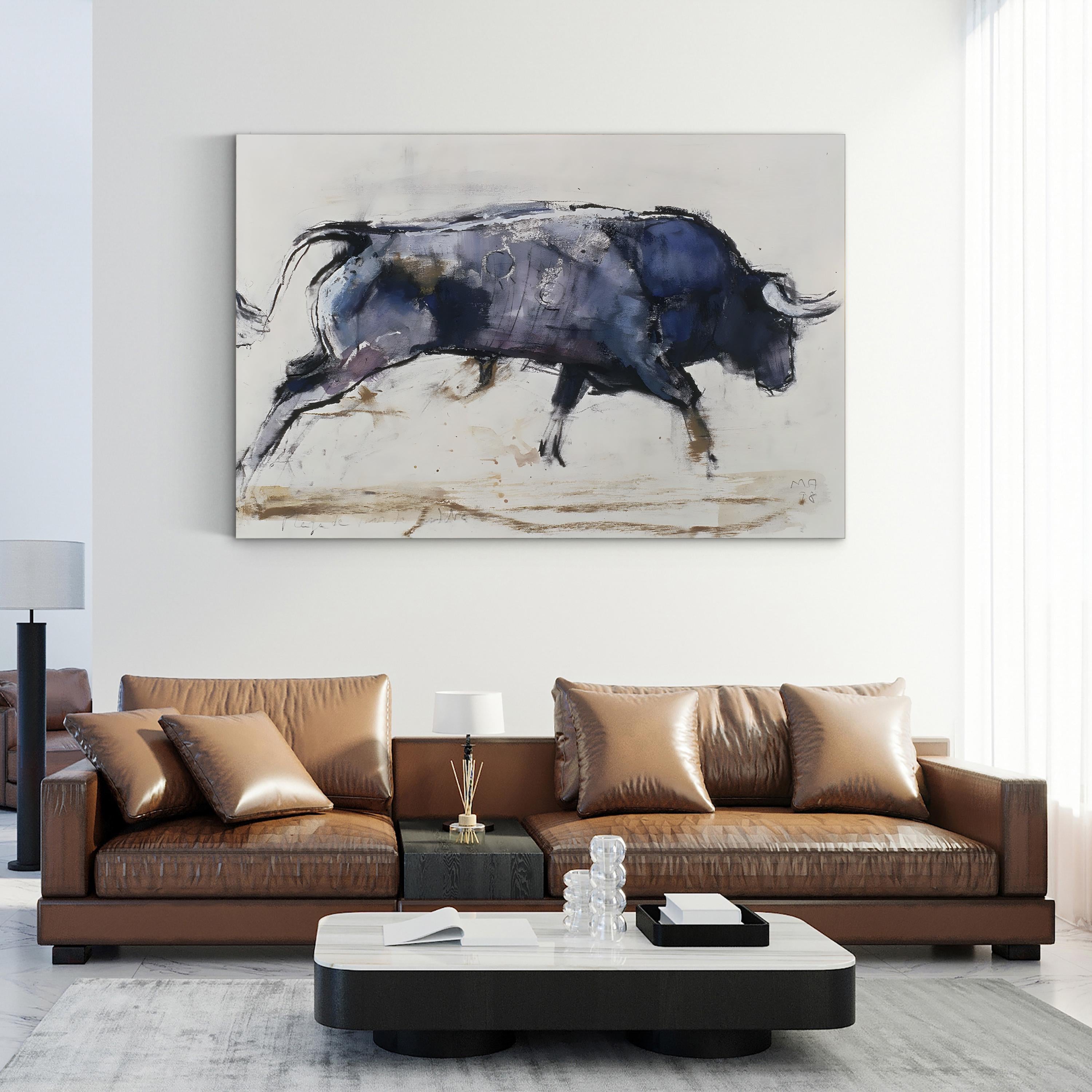 Charging Bull, 1998 Wall Art by Mark Adlington | Contemporary Abstract Animal Canvas