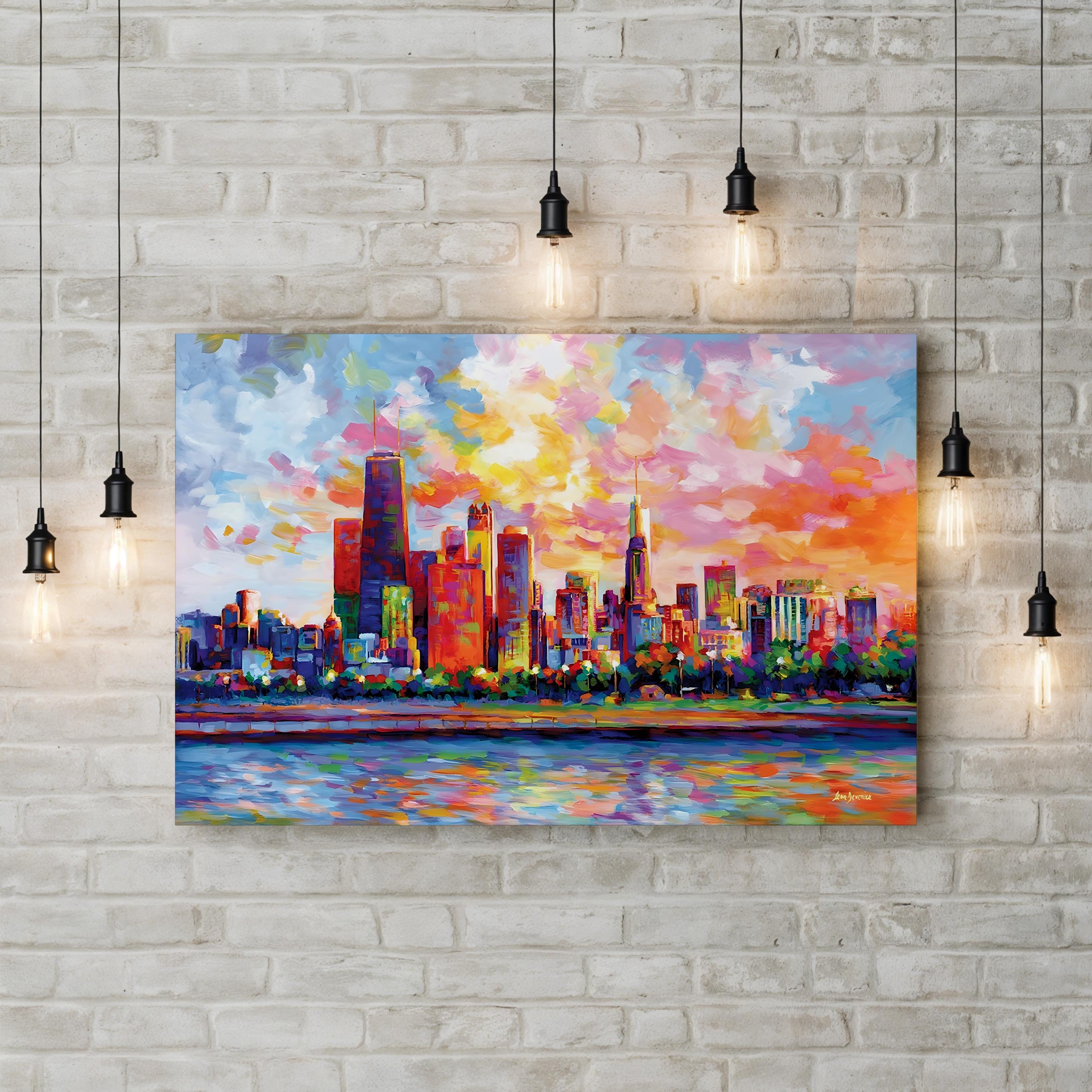 Chicago Downtown Skyline Wall Art by Leon Devenice