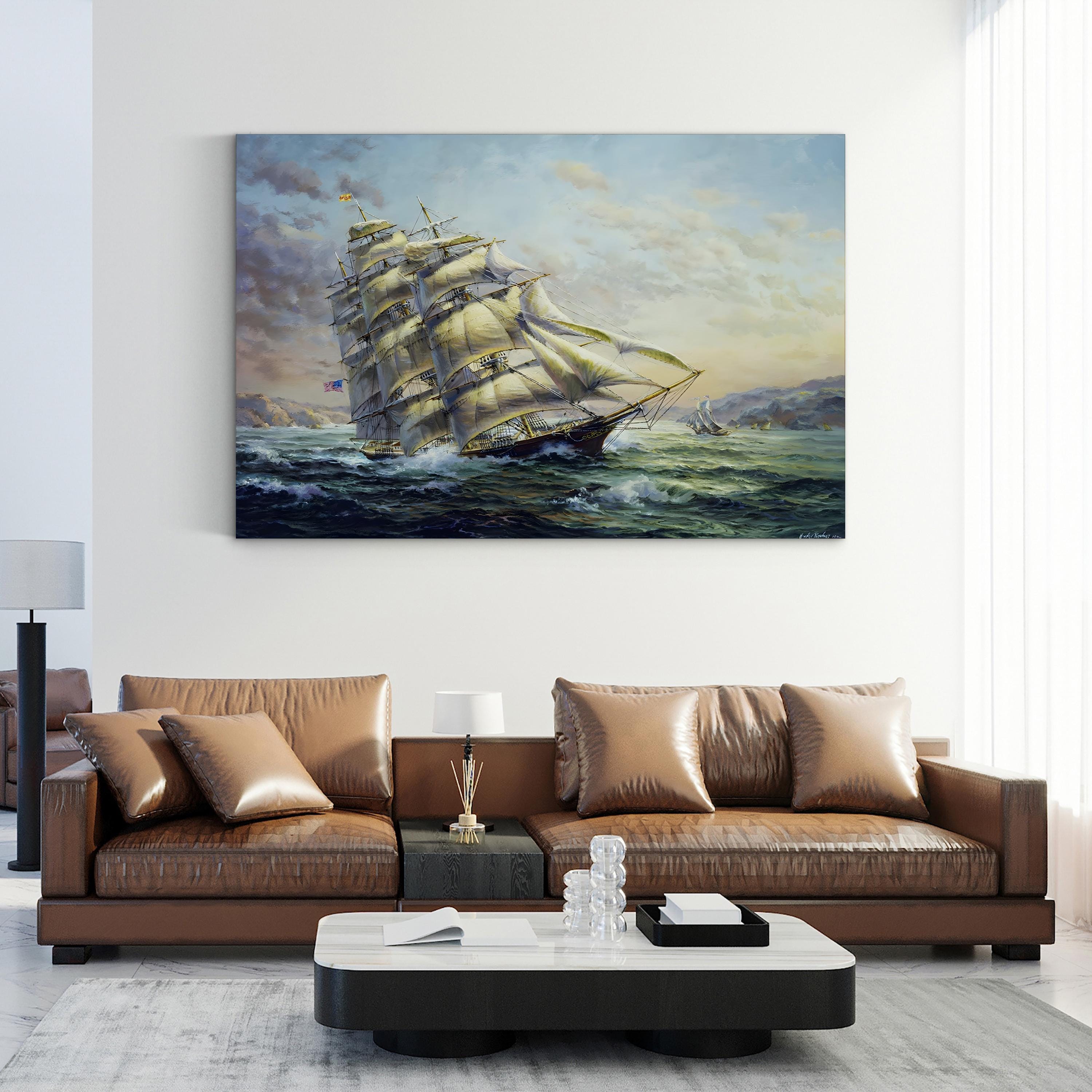 Clipper Ship Surprise Wall Art by Nicky Boehme Nautical Sailing Ship Canvas Print