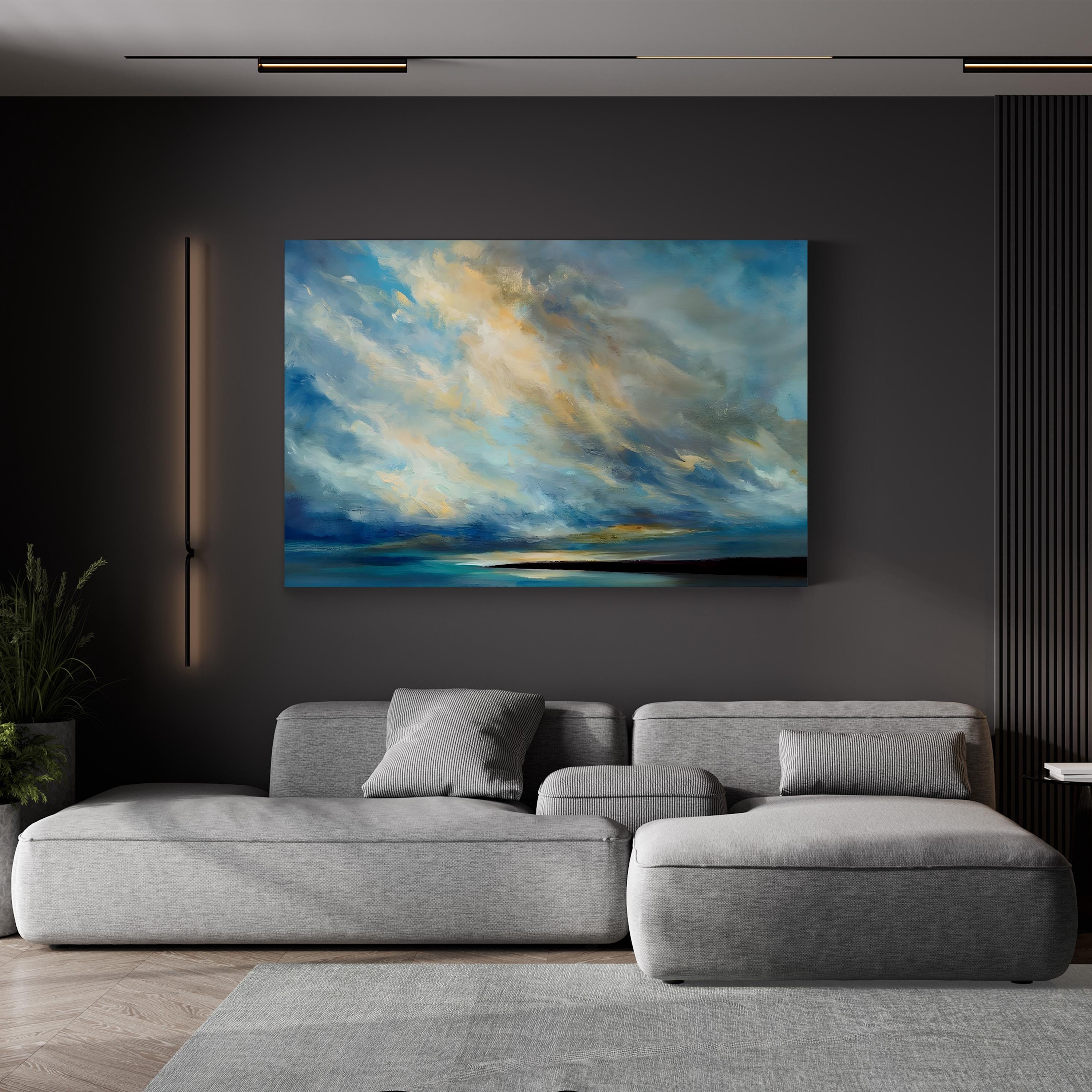 Coastal Clouds XVIII Wall Art by Sheila Finch | Contemporary Abstract Sky and Sea Canvas Print