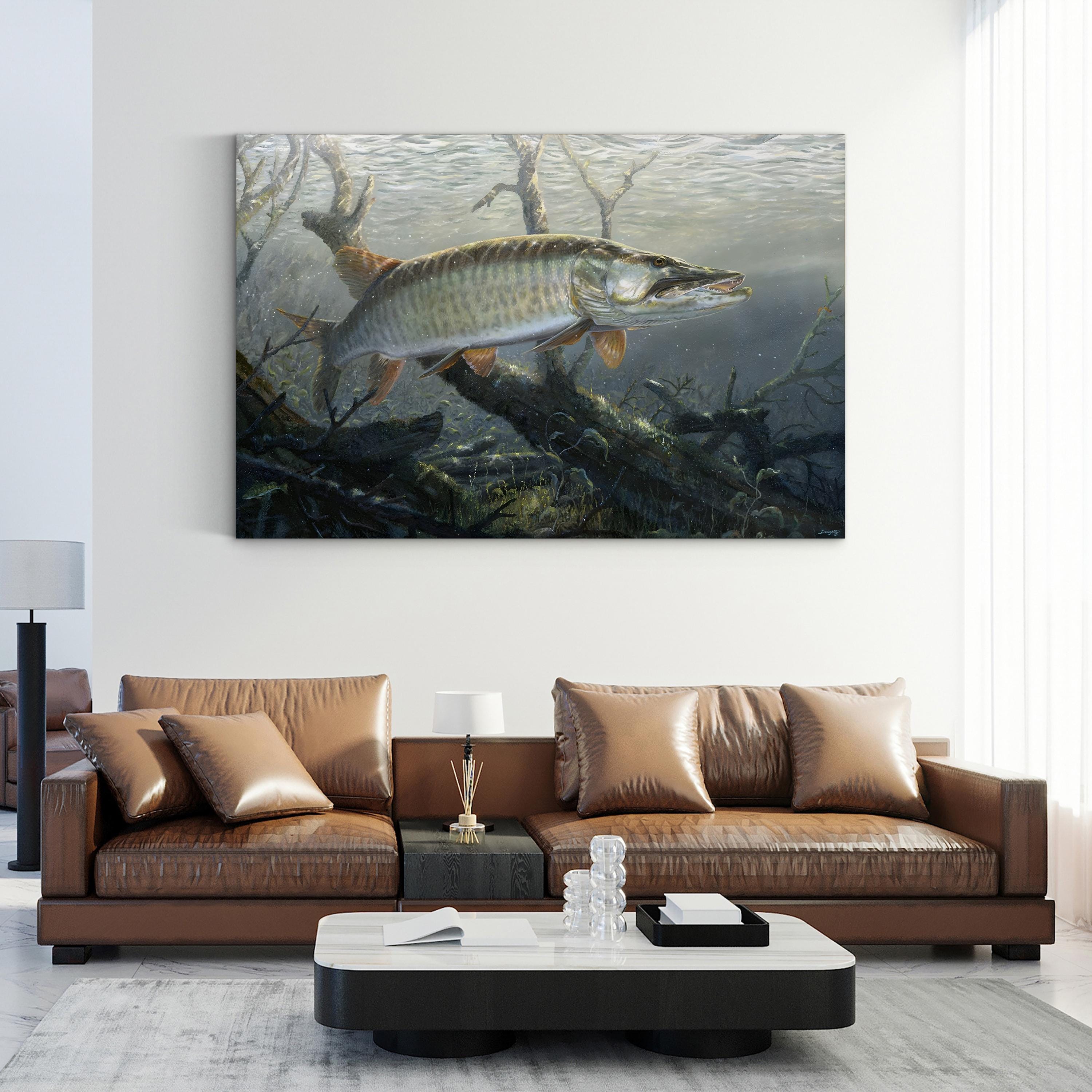 Cruising the Shallows Muskie – Terry Doughty Wall Art | Underwater Wildlife Canvas Print