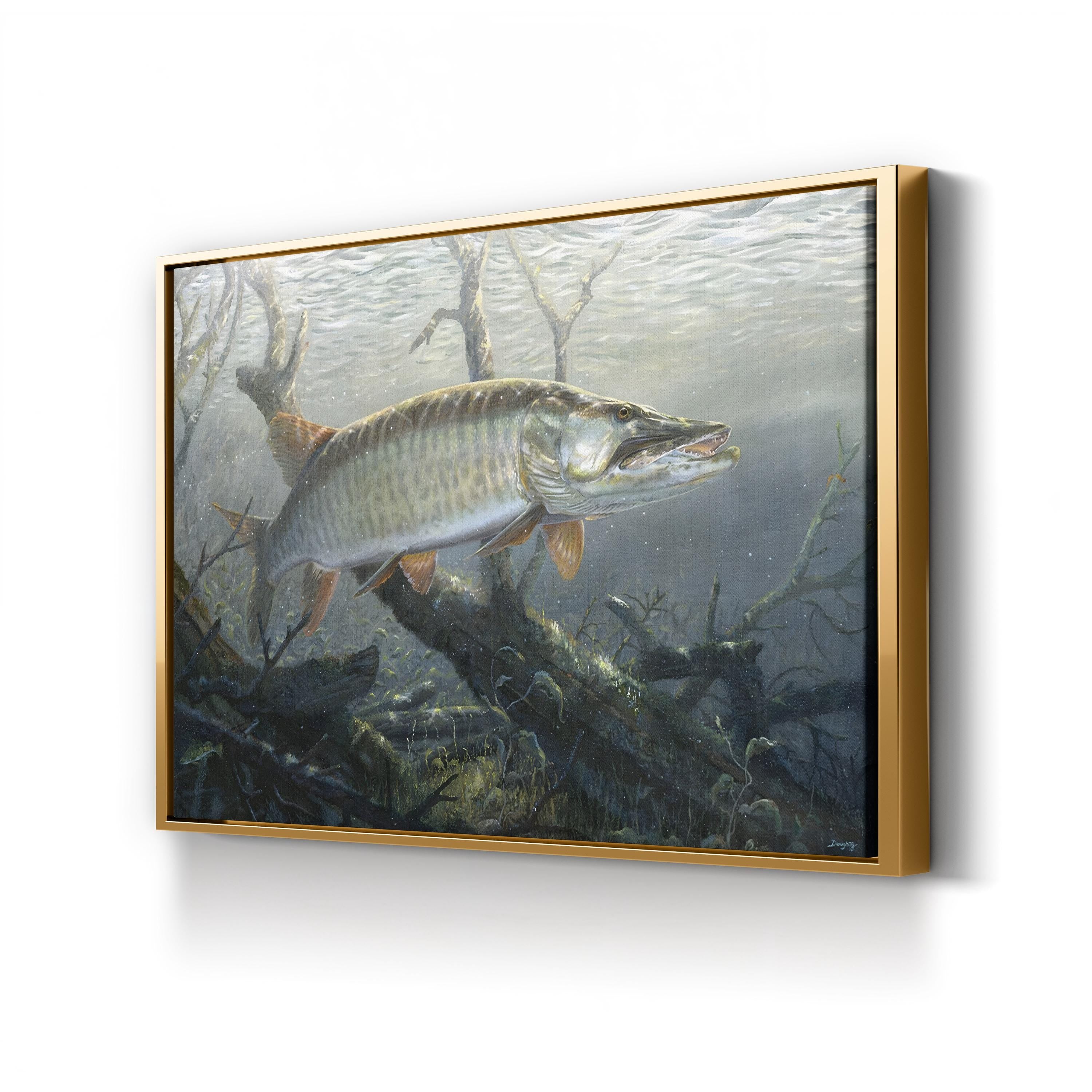 Cruising the Shallows Muskie – Terry Doughty Wall Art | Underwater Wildlife Canvas Print