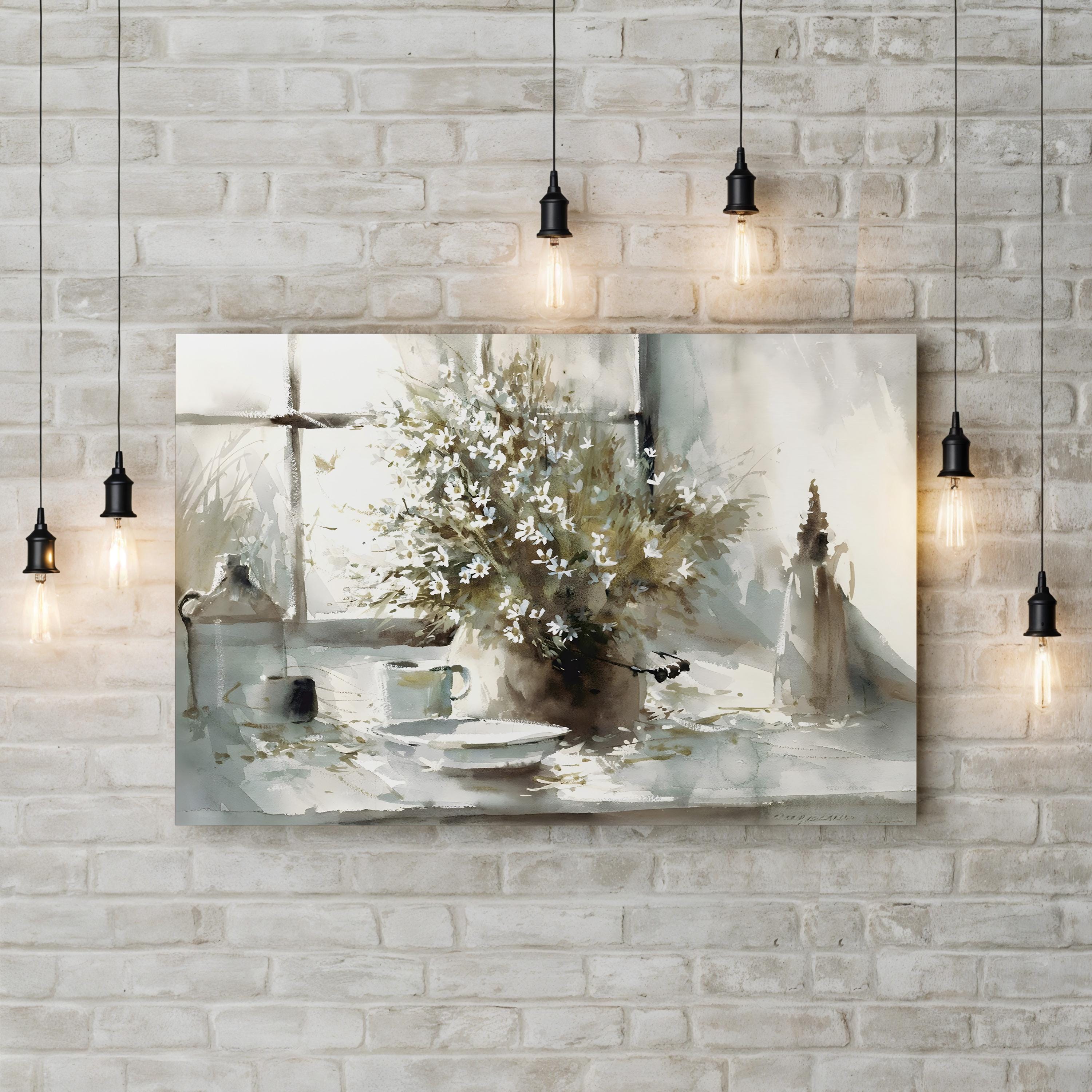 Daisy Still Life Wall Art by George Bjorkland – Elegant Floral Interior Canvas