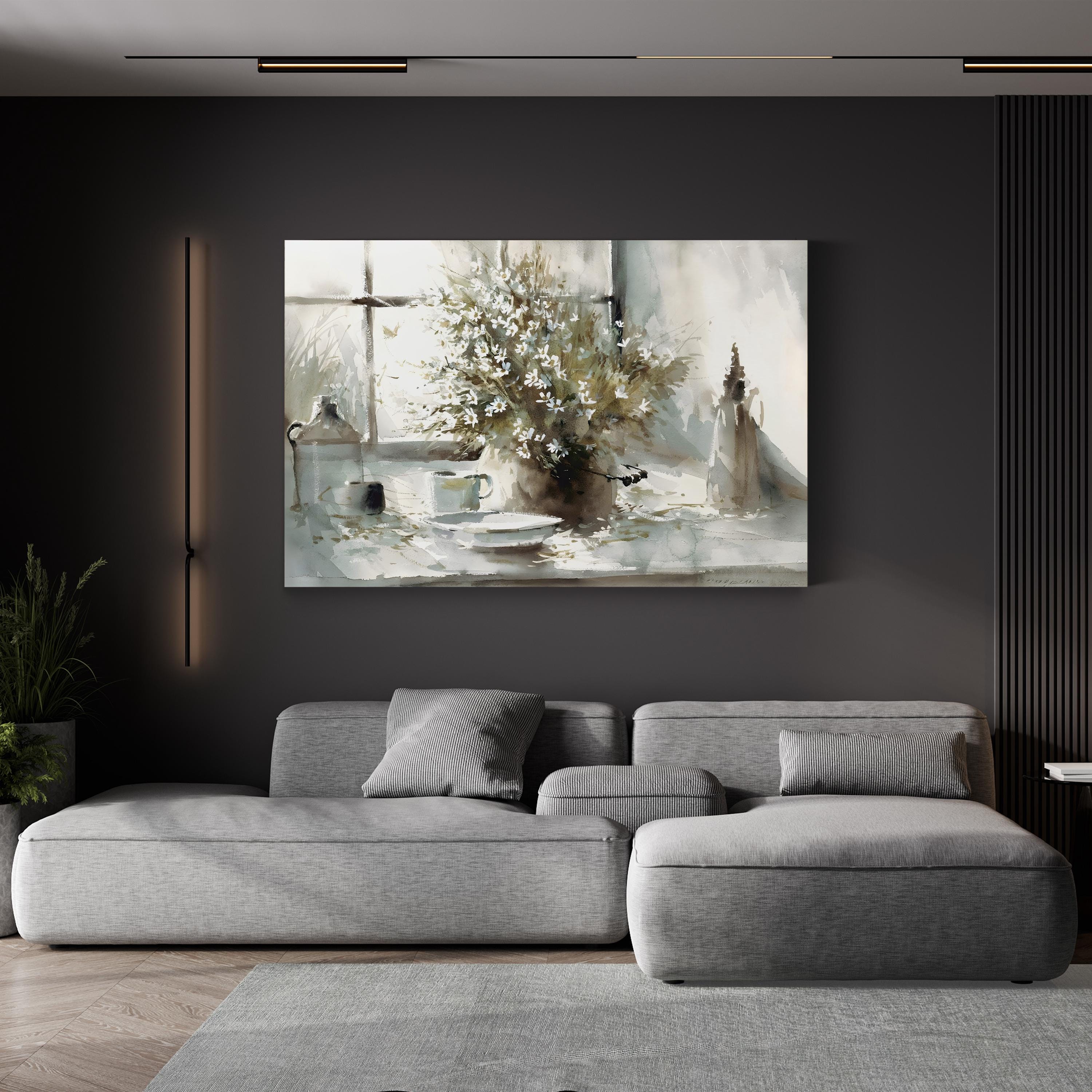 Daisy Still Life Wall Art by George Bjorkland – Elegant Floral Interior Canvas
