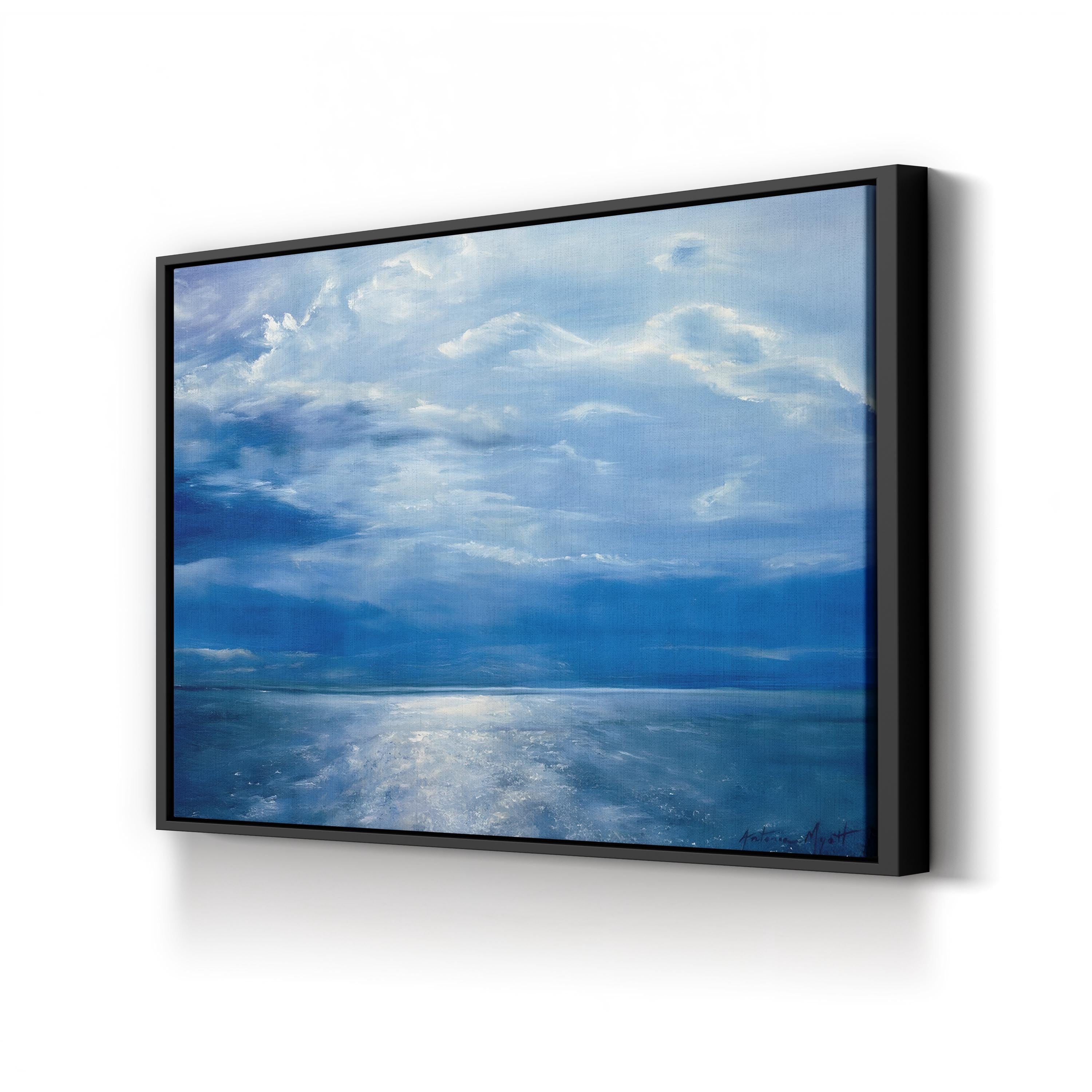 Deep Blue Sea (2001) – Framed Contemporary Ocean Horizon Canvas Art by Antonia Myatt