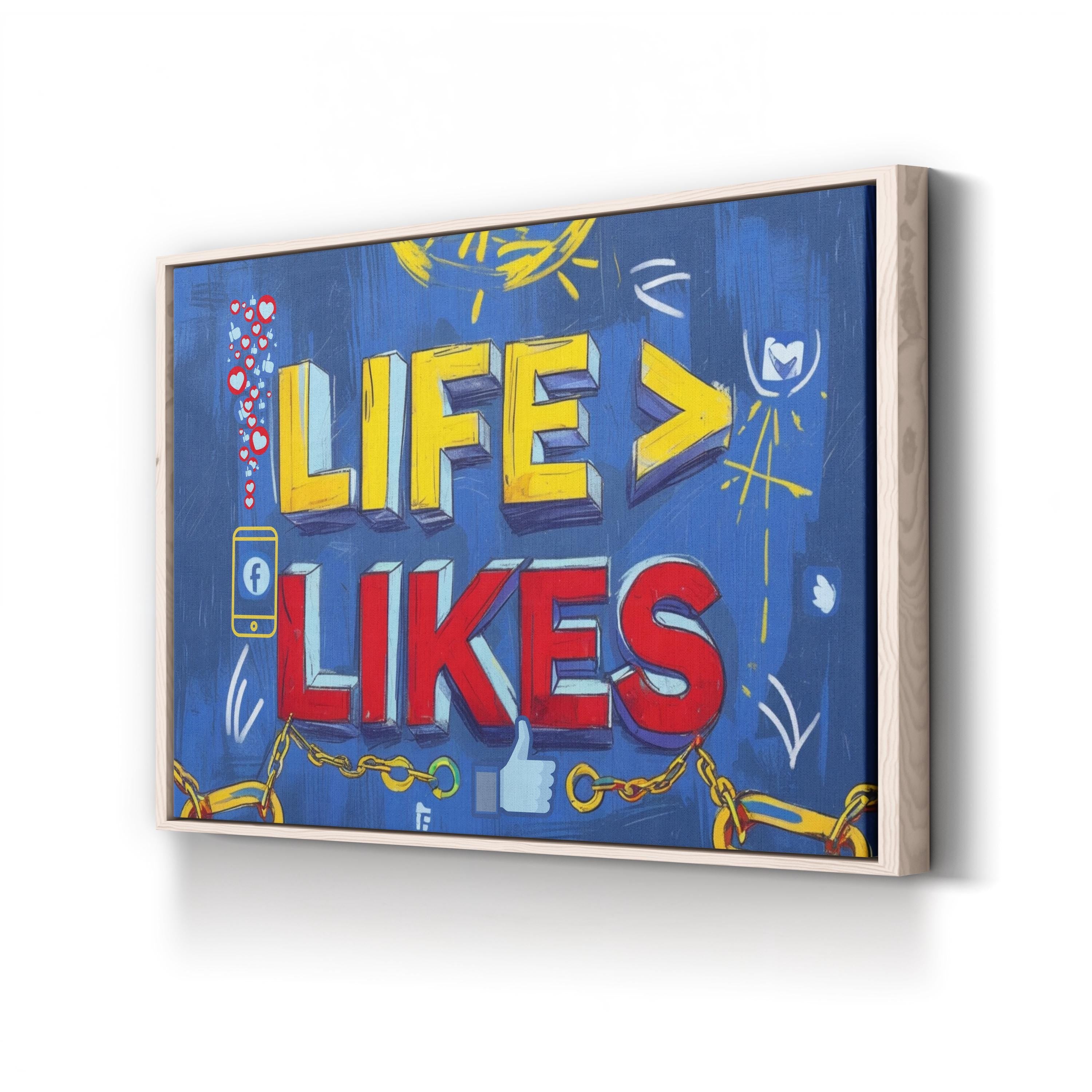 Life Is Greater Than Likes Inspirational Typography Canvas Art Print