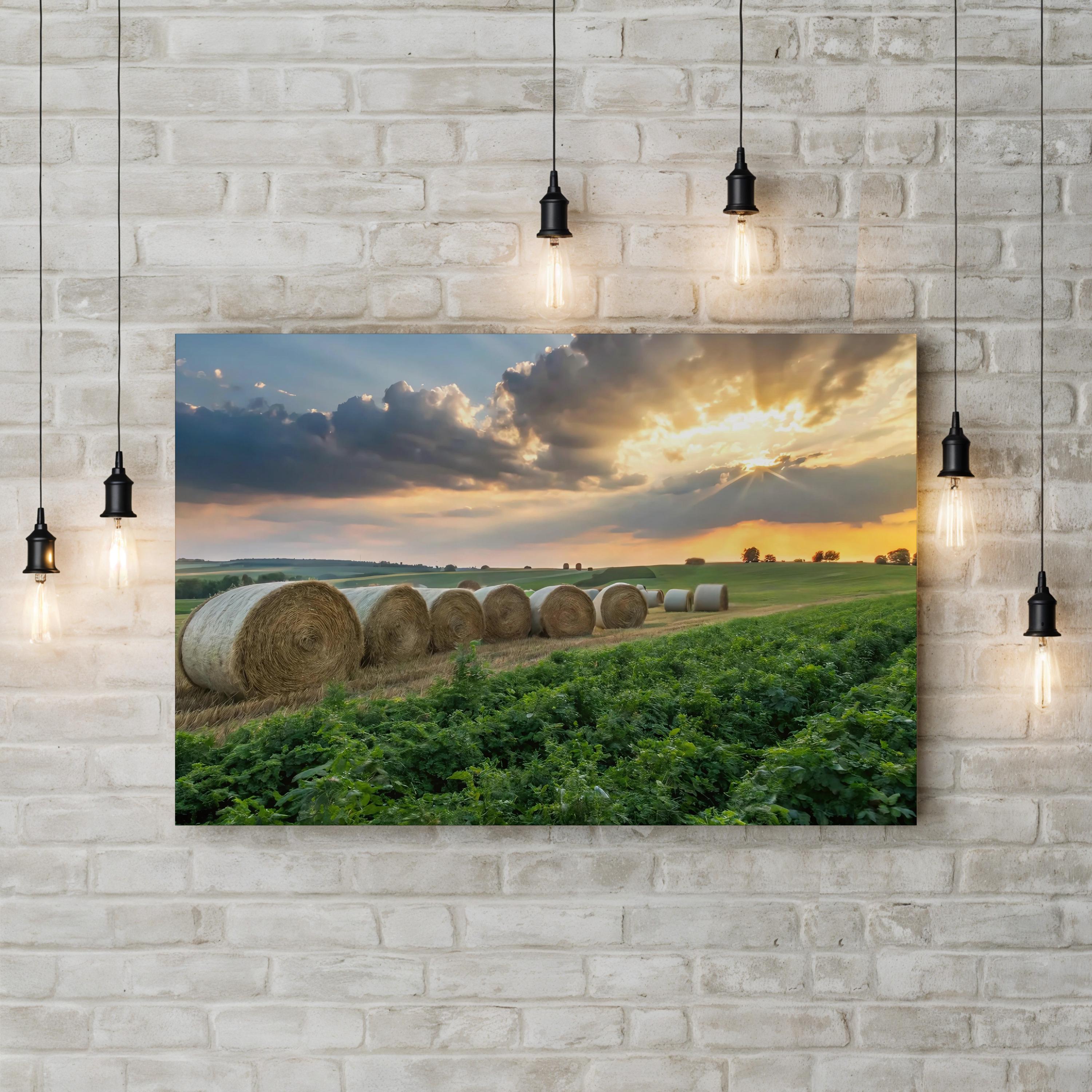 Golden Sunset Farm – Vintage Photography Wall Art | Rustic Countryside Canvas Print