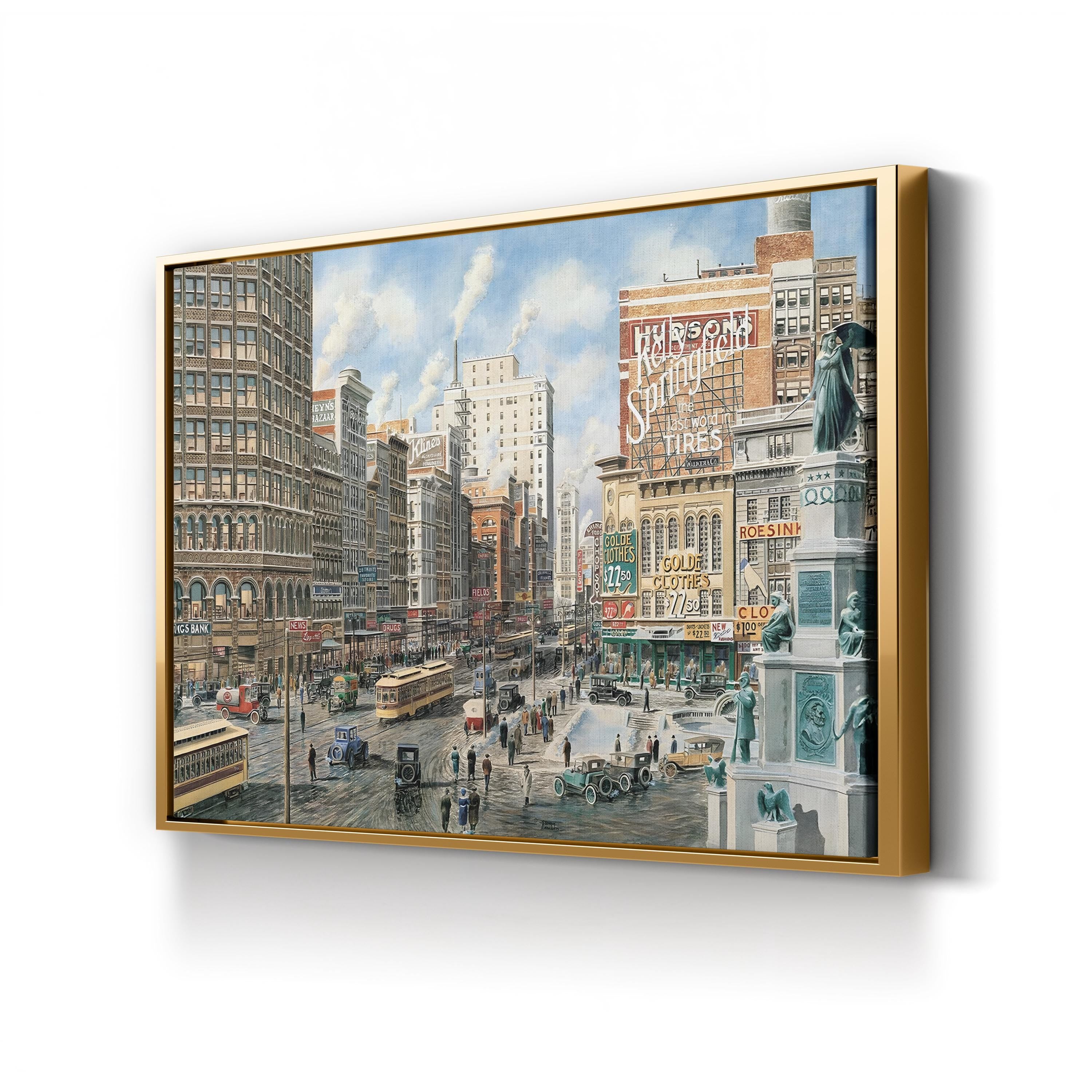 Detroit Looking North on Woodward Wall Art – Contemporary Detroit Cityscape by Stanton Manolakas