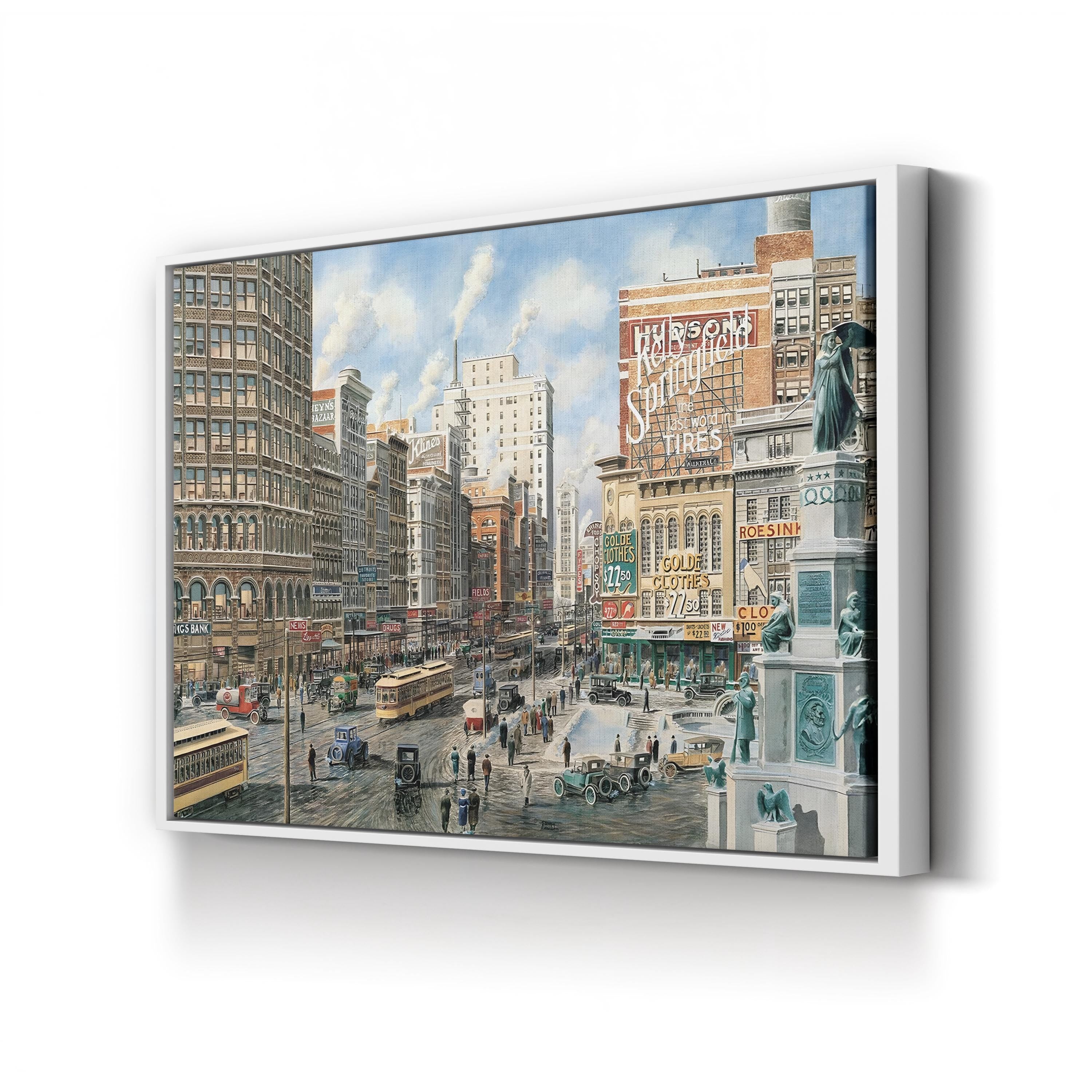 Detroit Looking North on Woodward Wall Art – Contemporary Detroit Cityscape by Stanton Manolakas