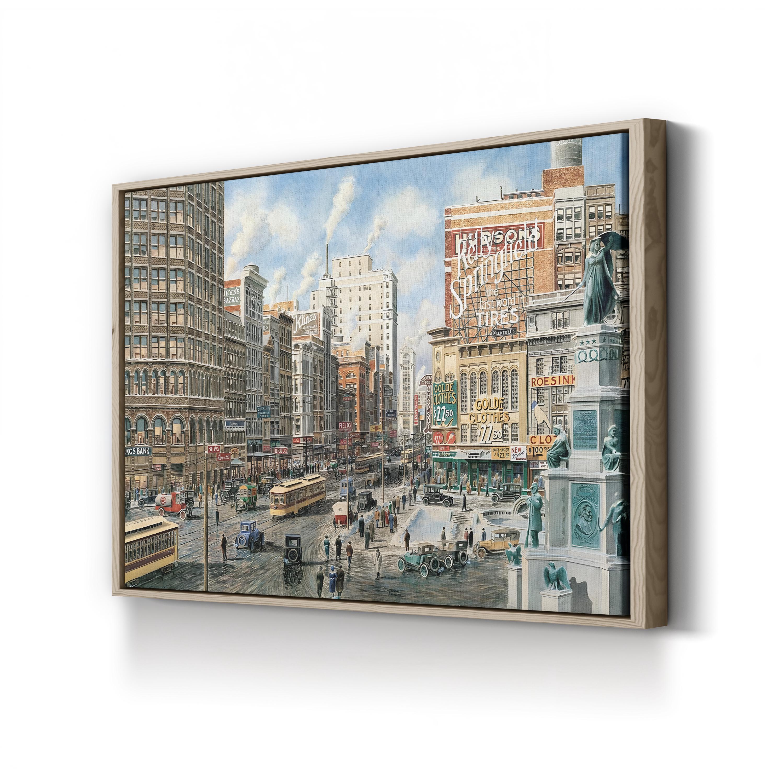 Detroit Looking North on Woodward Wall Art – Contemporary Detroit Cityscape by Stanton Manolakas