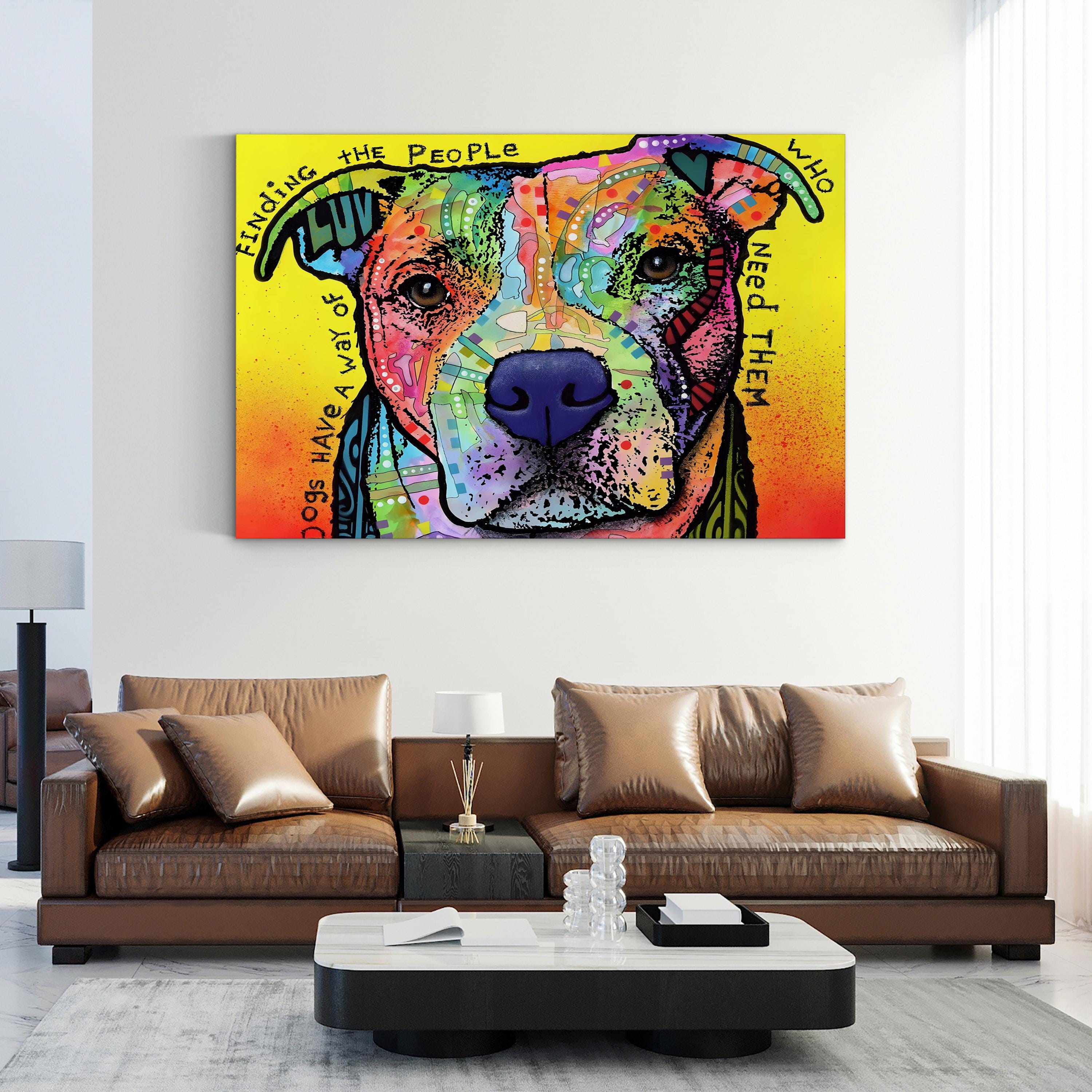 Dogs Have a Way Wall Art – Colorful Pop Art Dog Portrait with Quote by Dean Russo