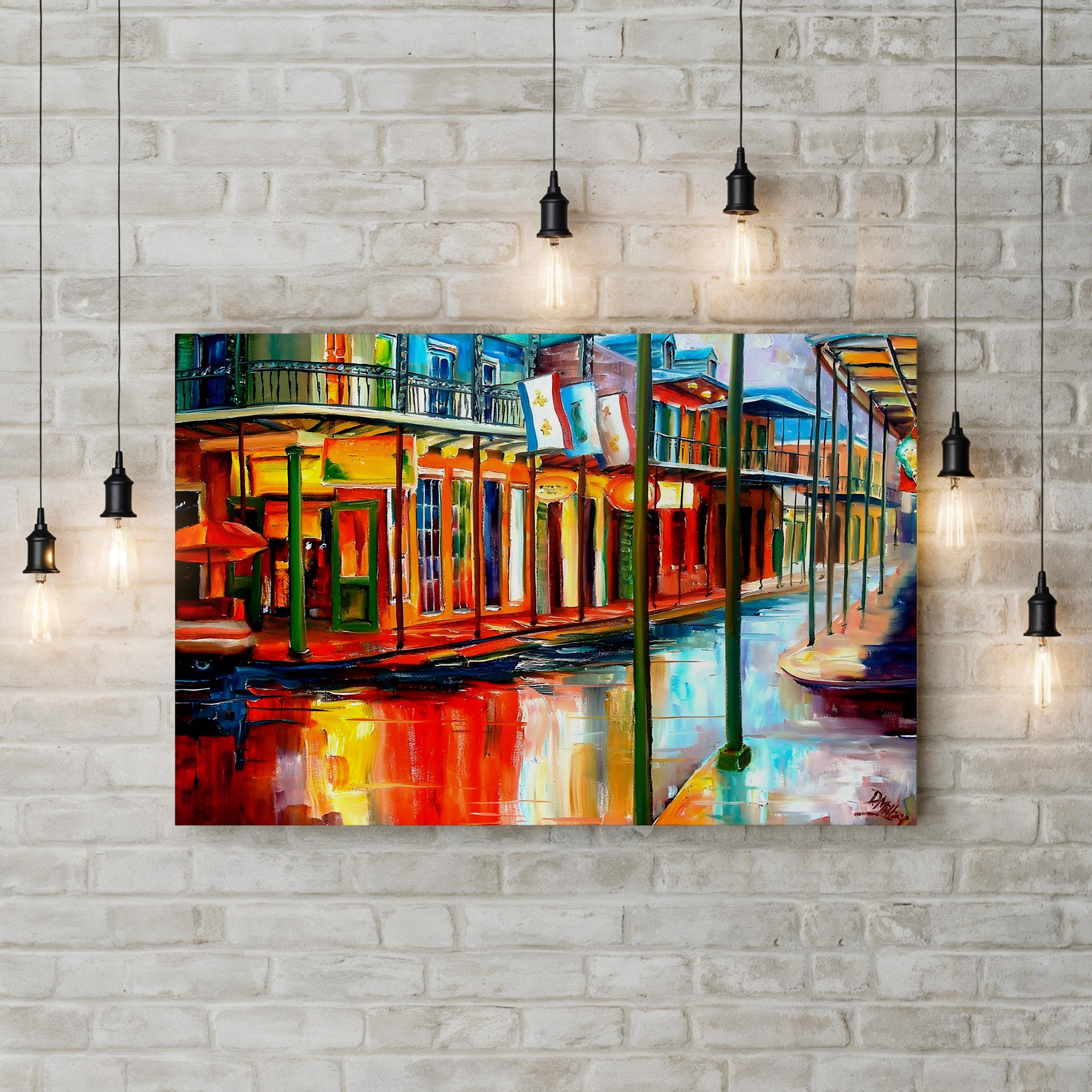 Downpour at Jackson Square, New Orleans – Contemporary Urban Street Scene Wall Art by Diane Millsap