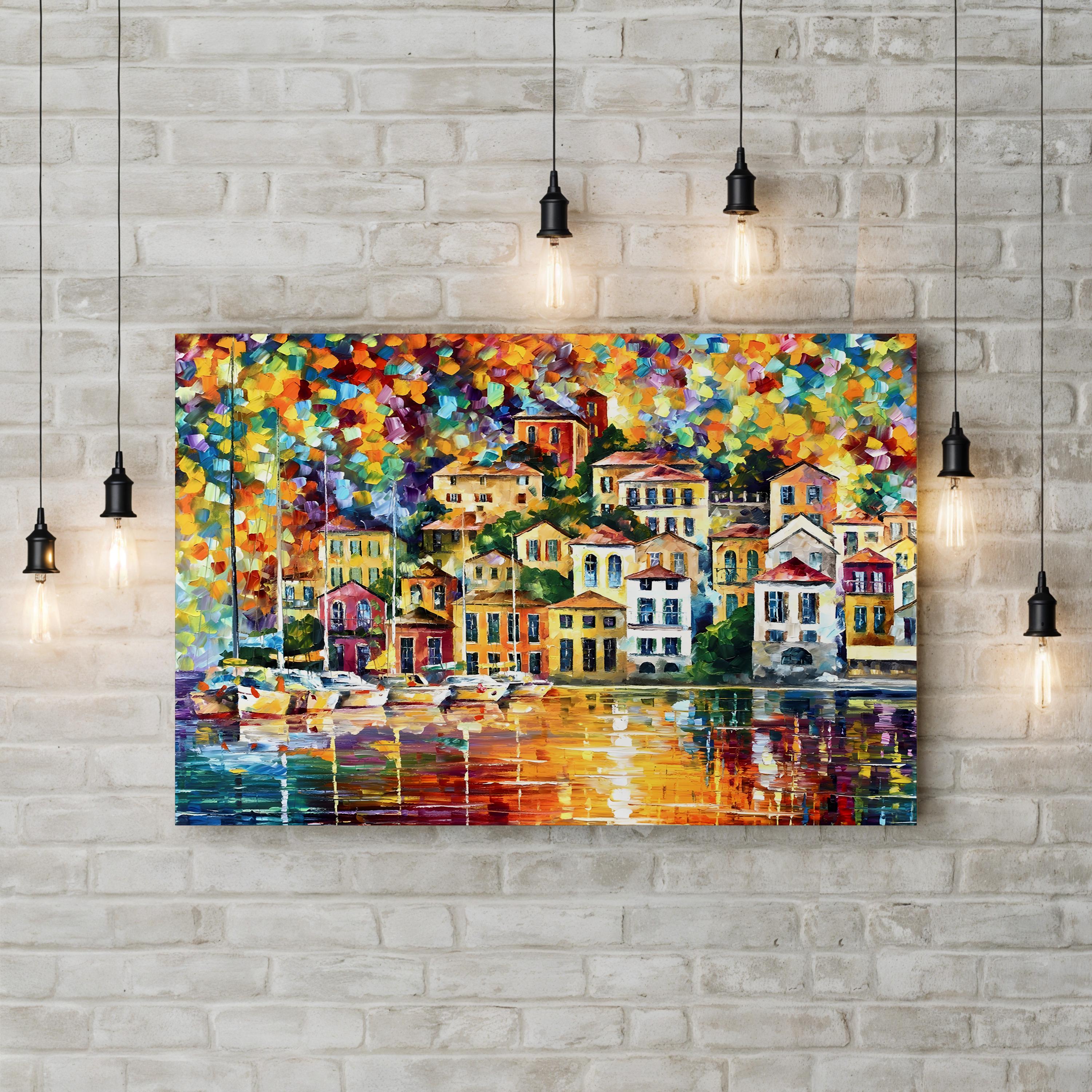 Dream Harbor Sunset Harbor Wall Art by Leonid Afremov