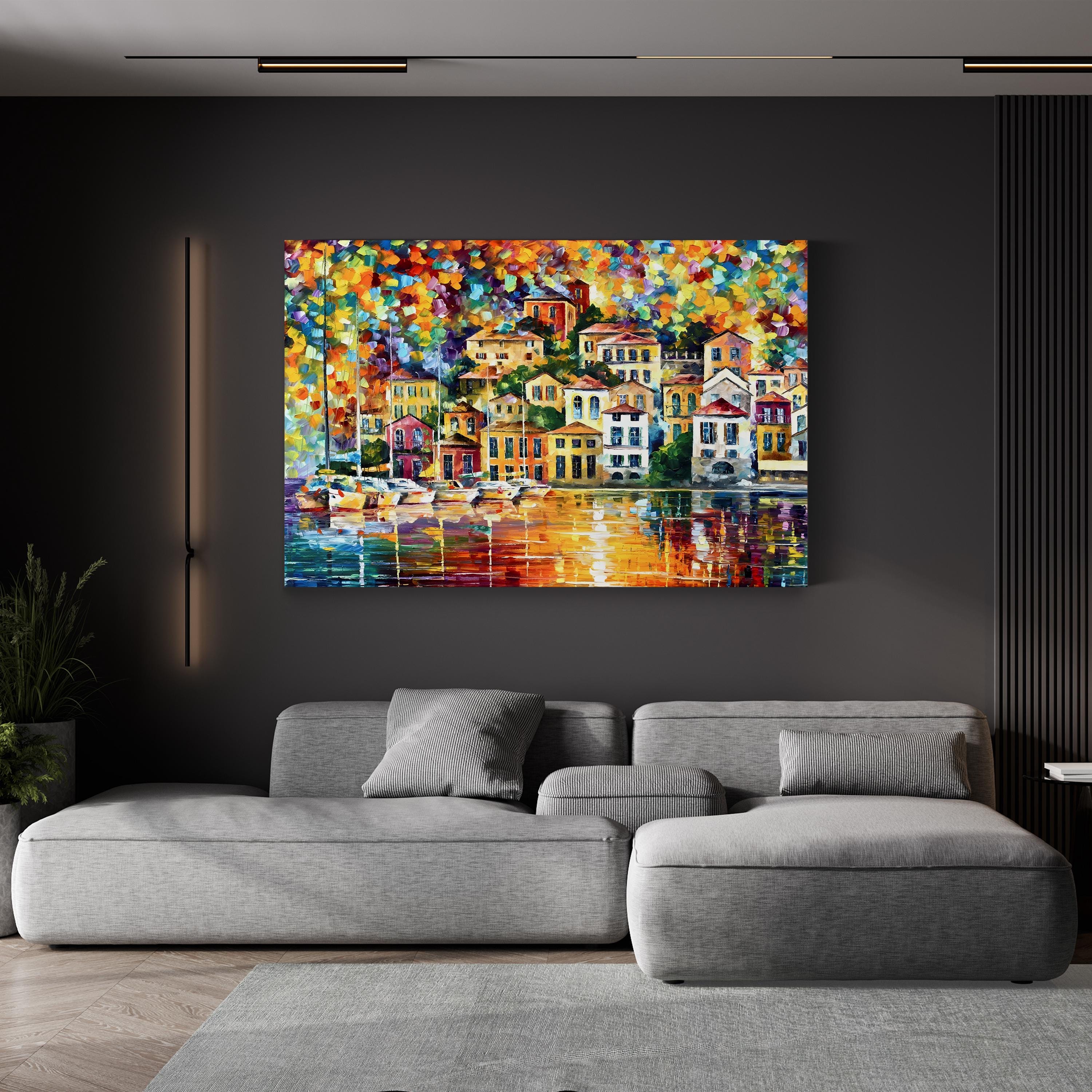 Dream Harbor Sunset Harbor Wall Art by Leonid Afremov