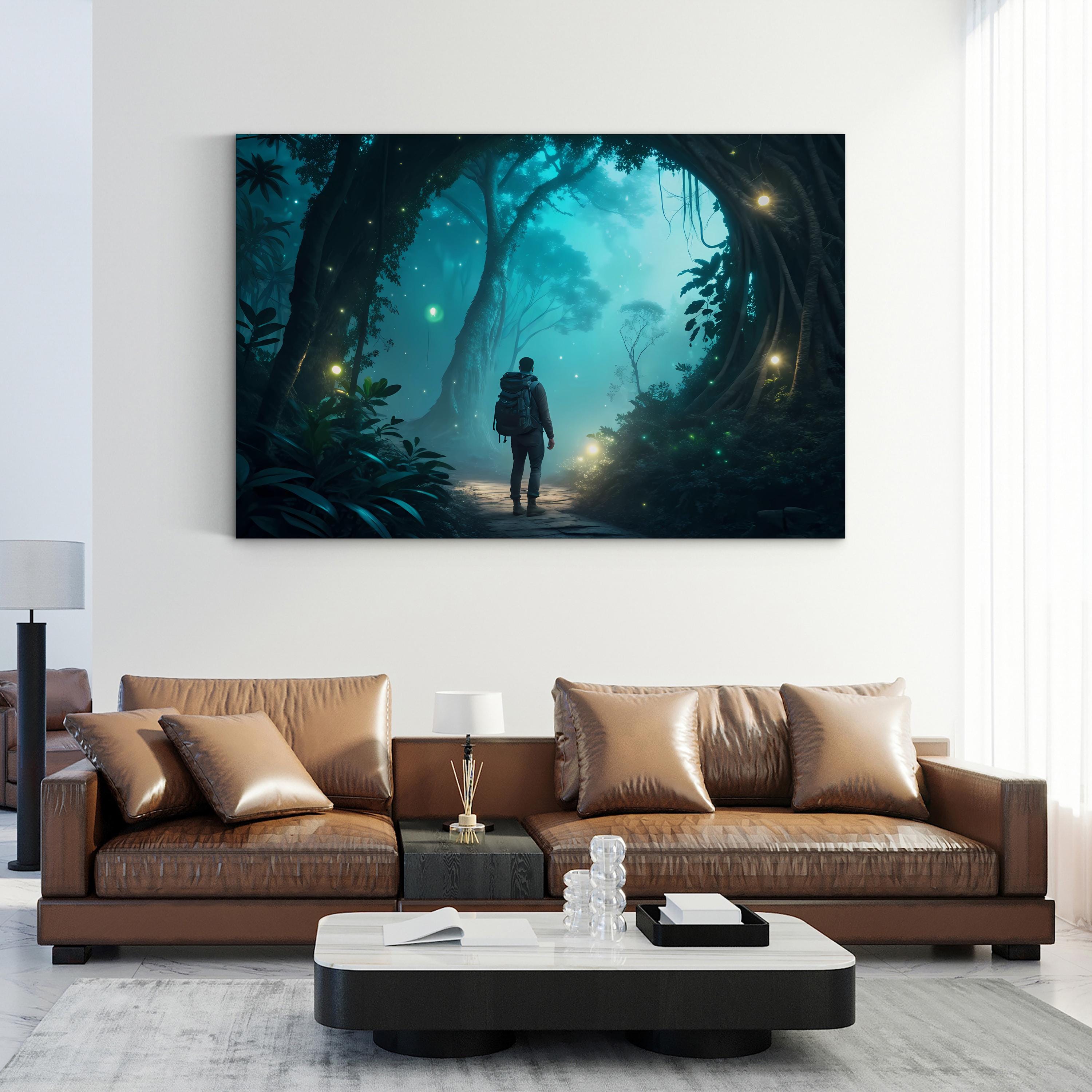 Magical Forest Fireflies – Period Illustration Wall Art | Enchanted Woodland Canvas Print