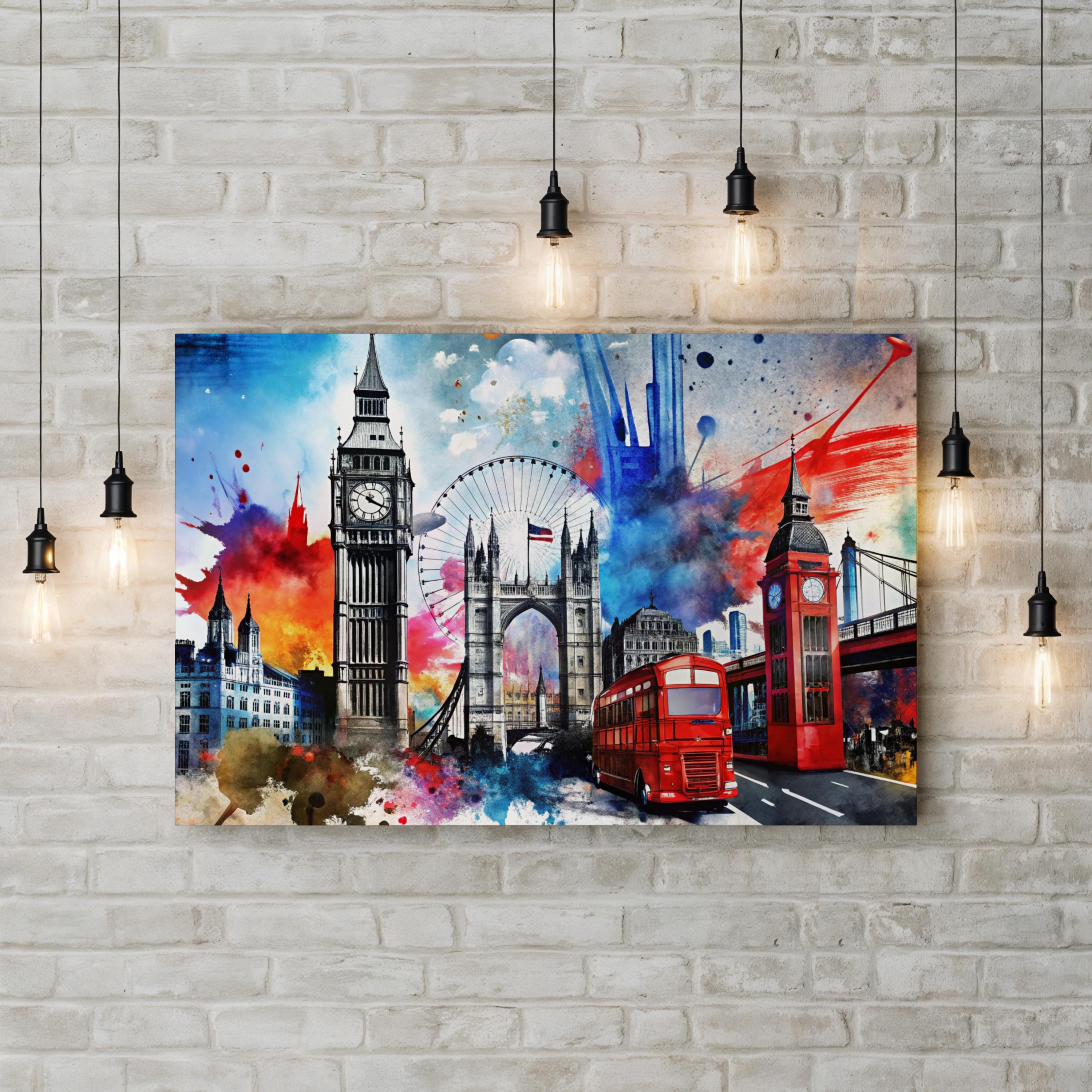 London Big Ben Groovy – Period Illustration Wall Art | Cityscape Canvas Print