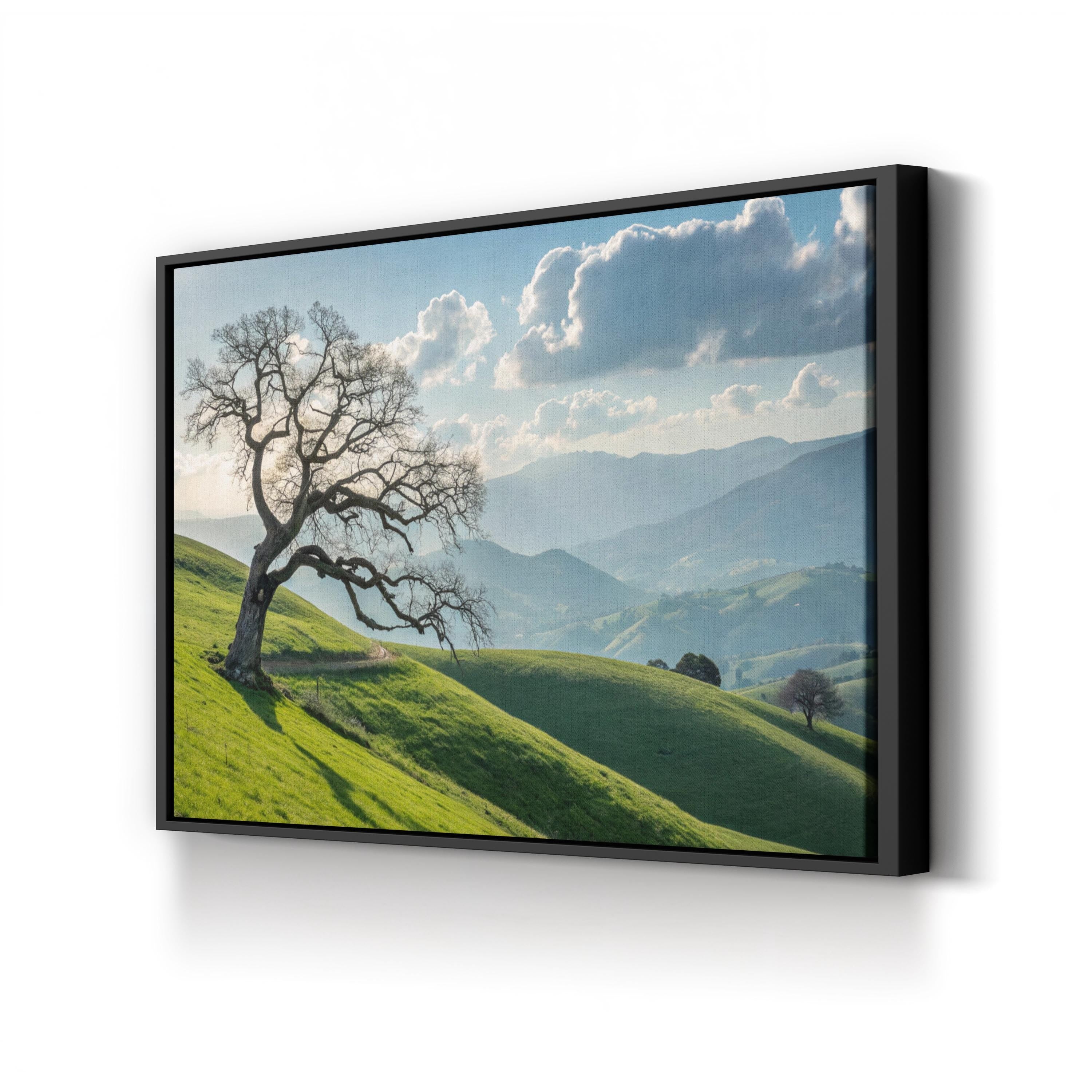 Lone Tree Sunset Hills – Photography Wall Art | Rolling Landscape Canvas Print