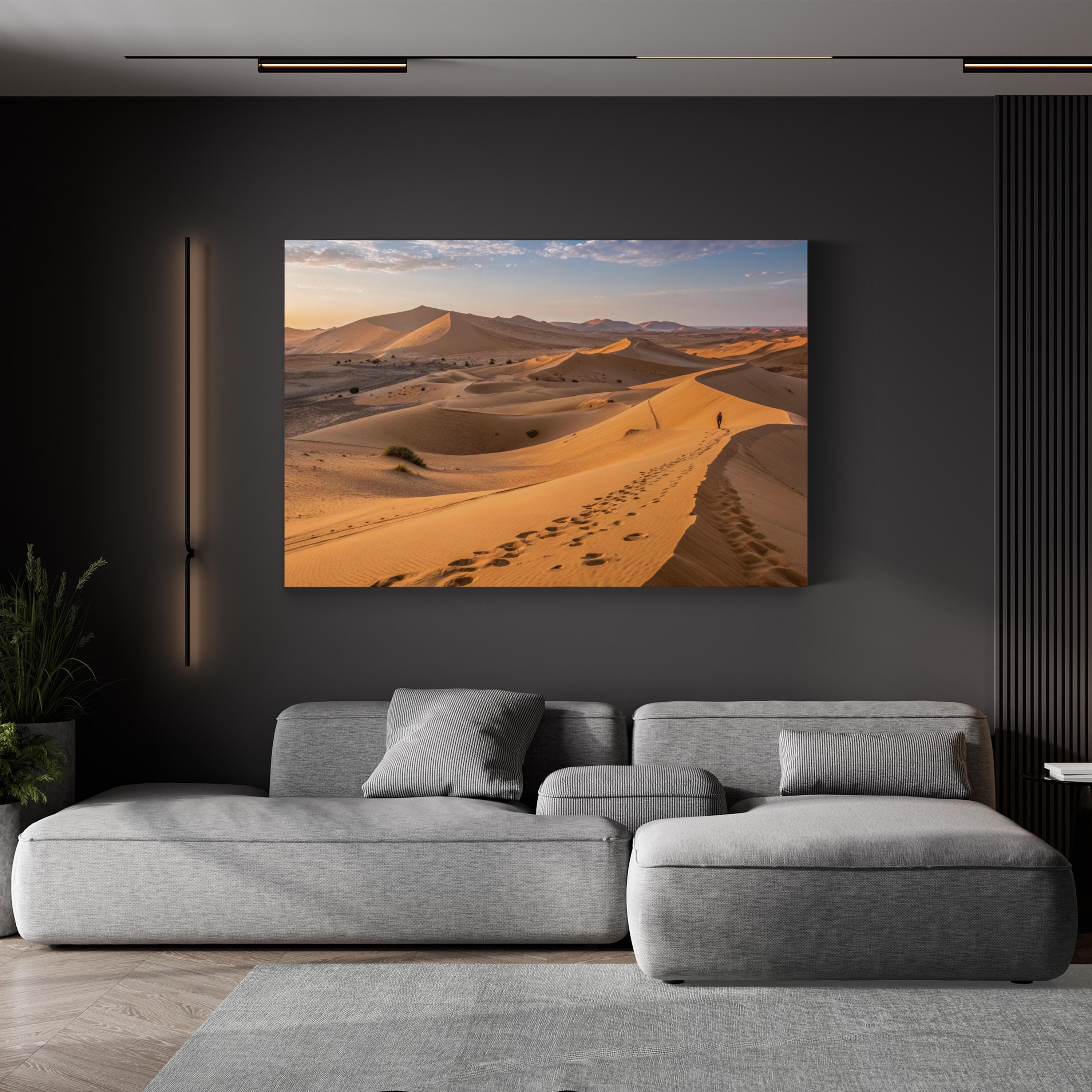 Desert Sand Dunes Traveler – Vintage Photography Wall Art | Minimalist Landscape Canvas Print