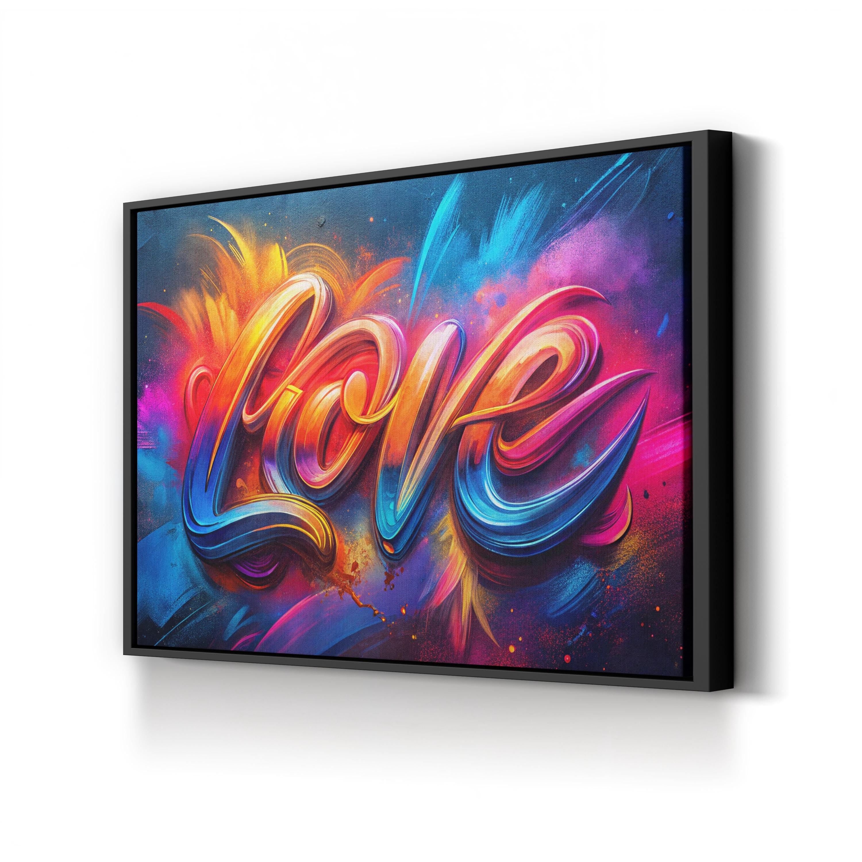 Love Calligraphy Wall Art | Vibrant Modern Typography Canvas Print