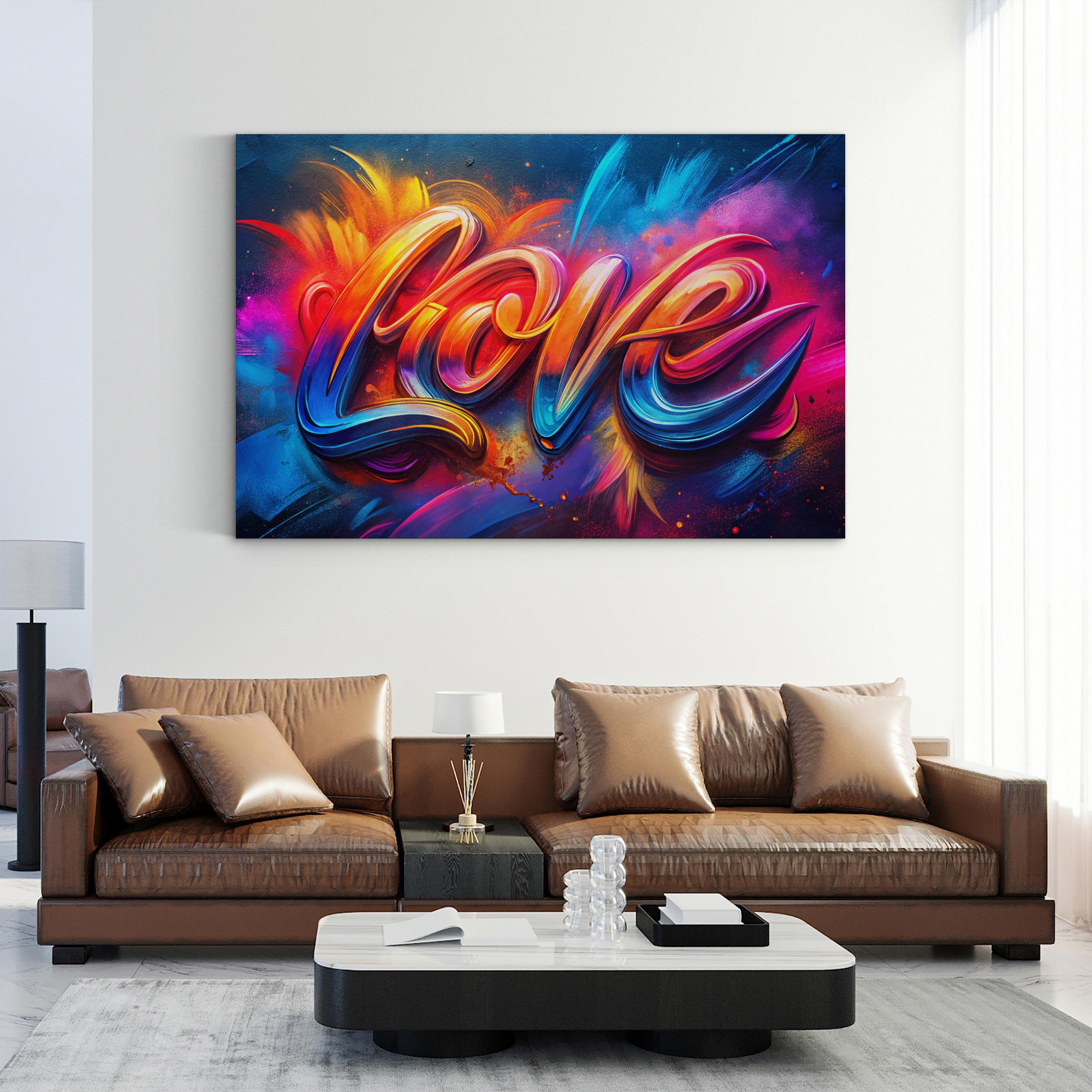 Love Calligraphy Wall Art | Vibrant Modern Typography Canvas Print