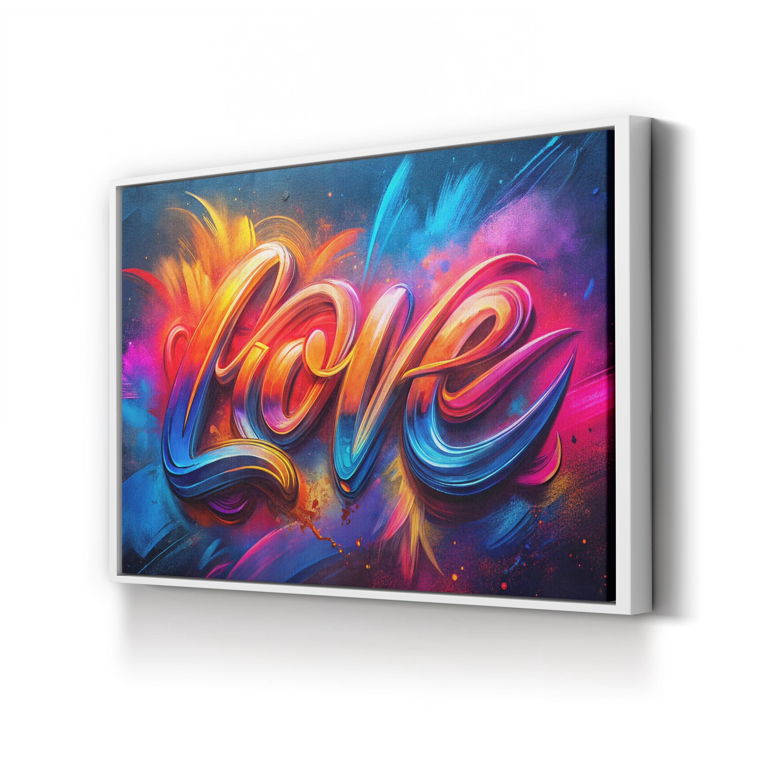Love Calligraphy Wall Art | Vibrant Modern Typography Canvas Print